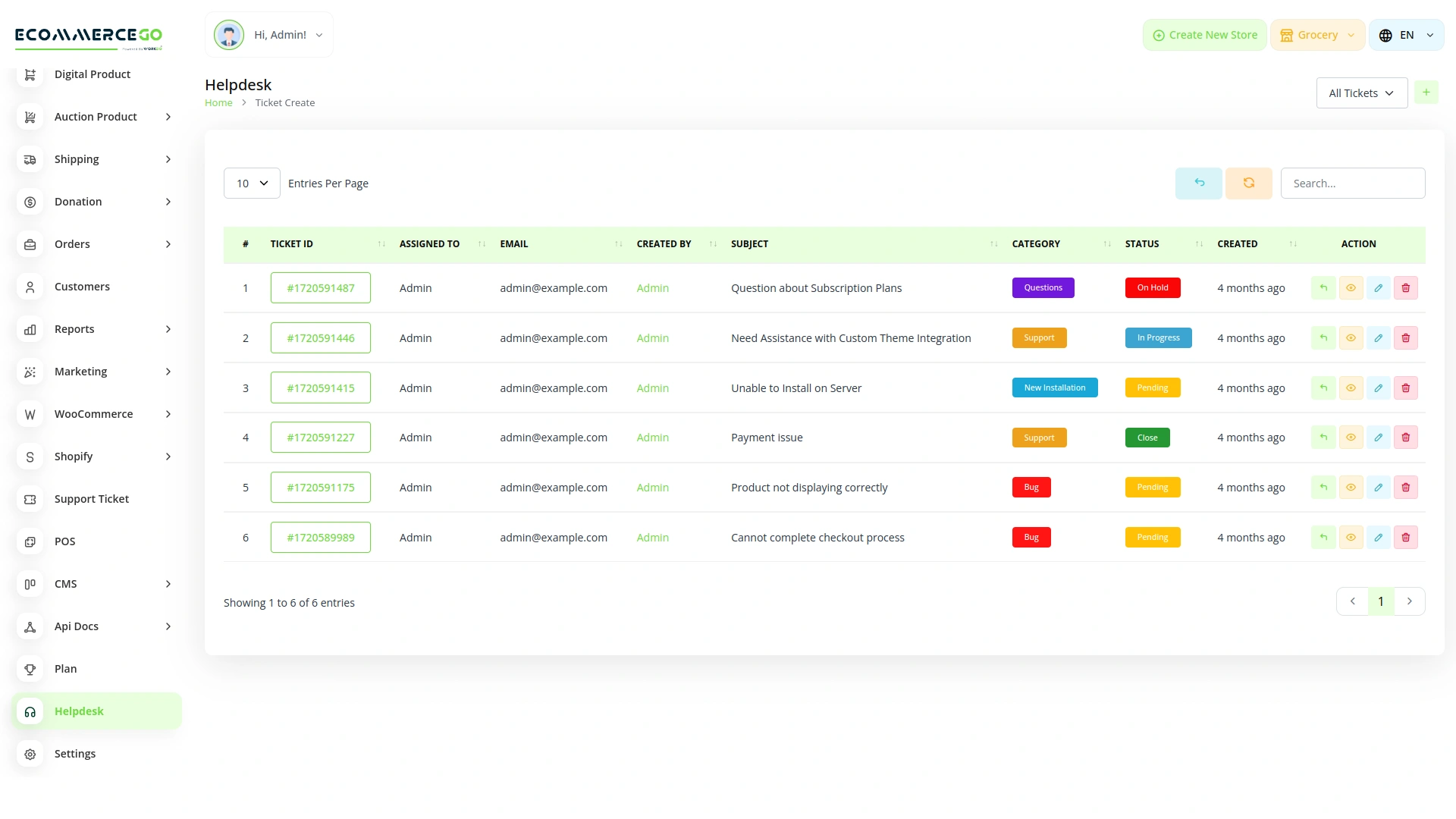 Helpdesk – eCommerceGo Add-On