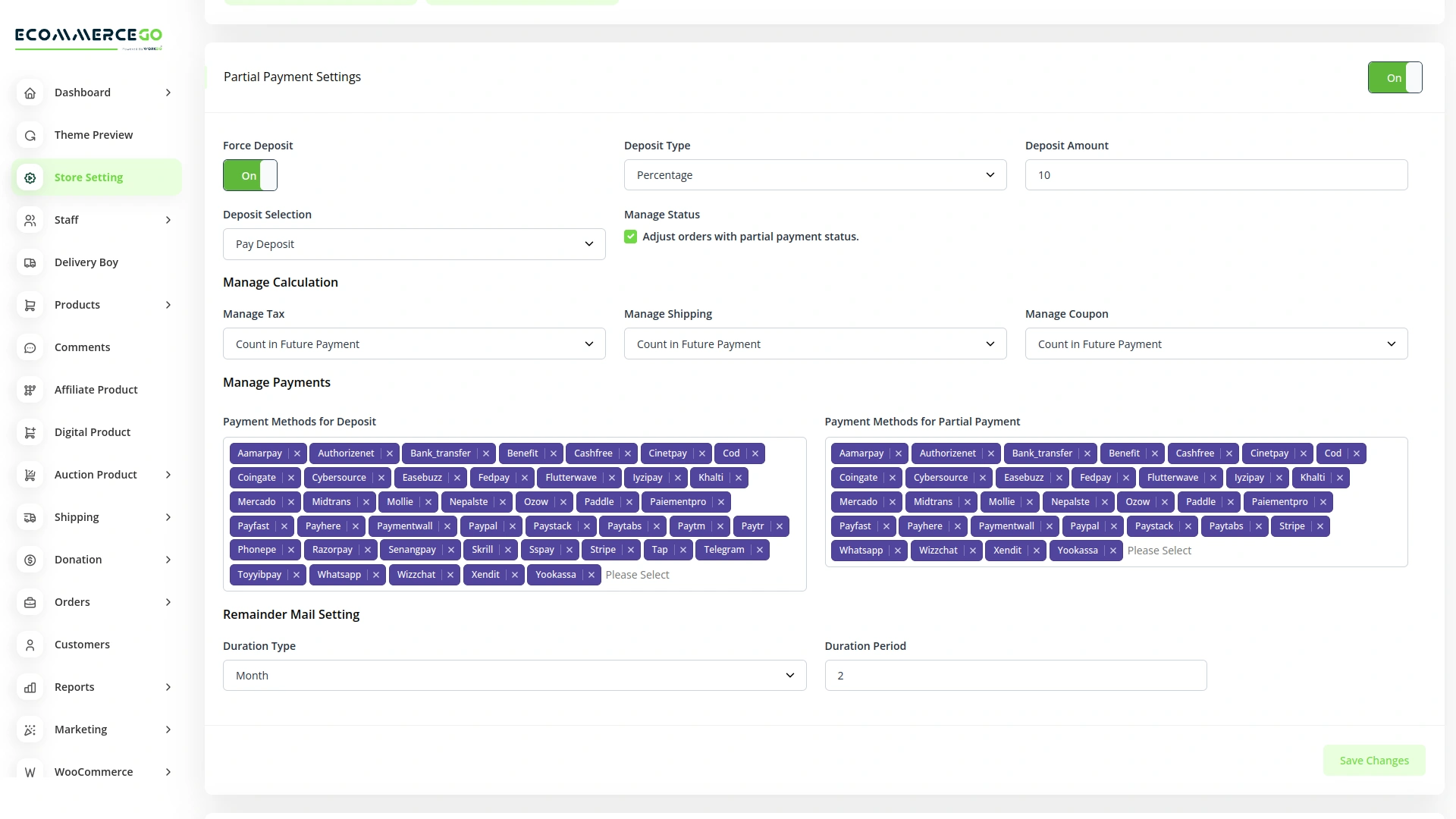 Partial Payment – eCommerceGo Add-On