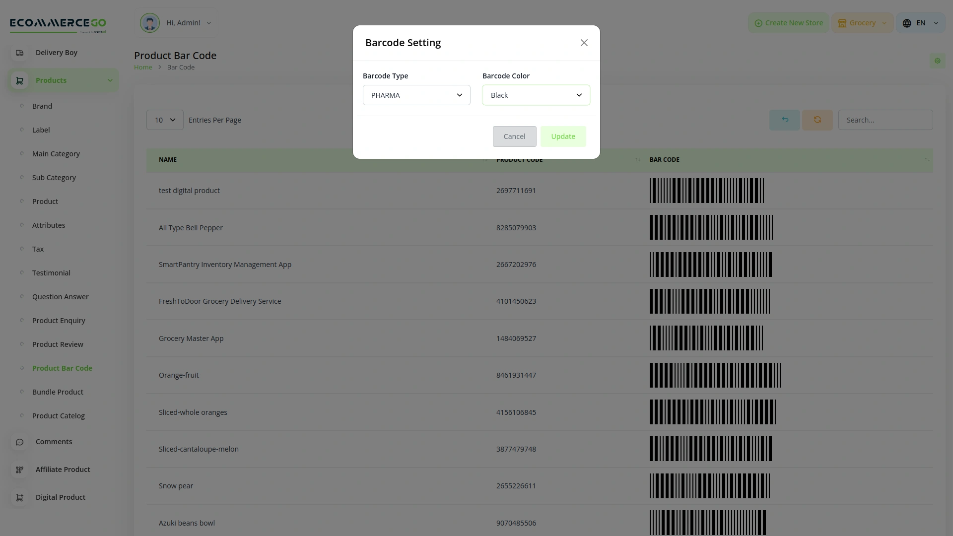 Product Barcode – eCommerceGo Add-On