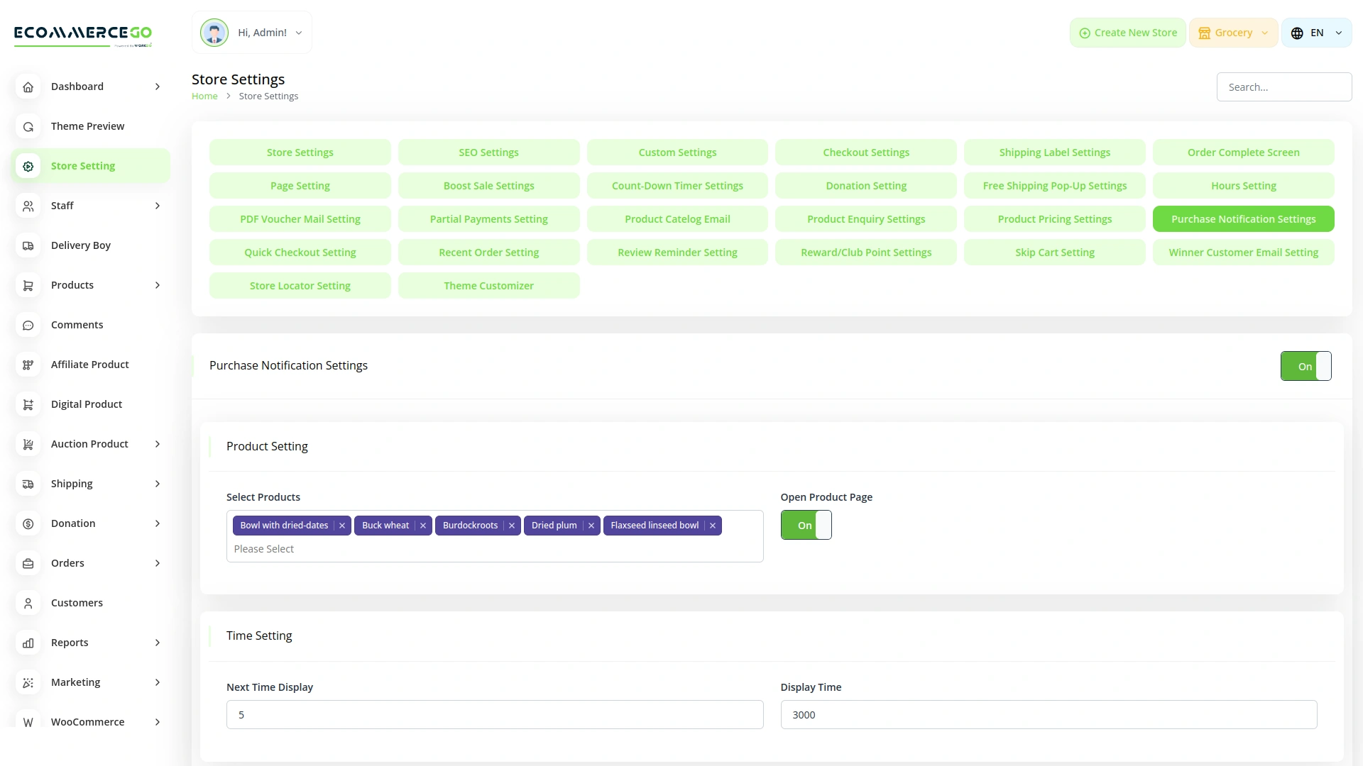 Purchase Notification – eCommerceGo Add-On