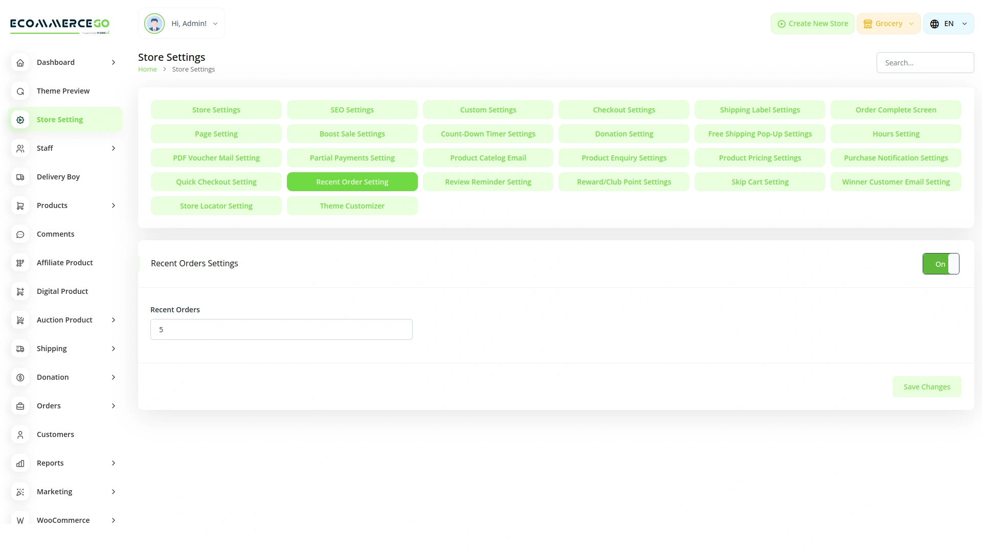 Recent Orders – eCommerceGo Add-On