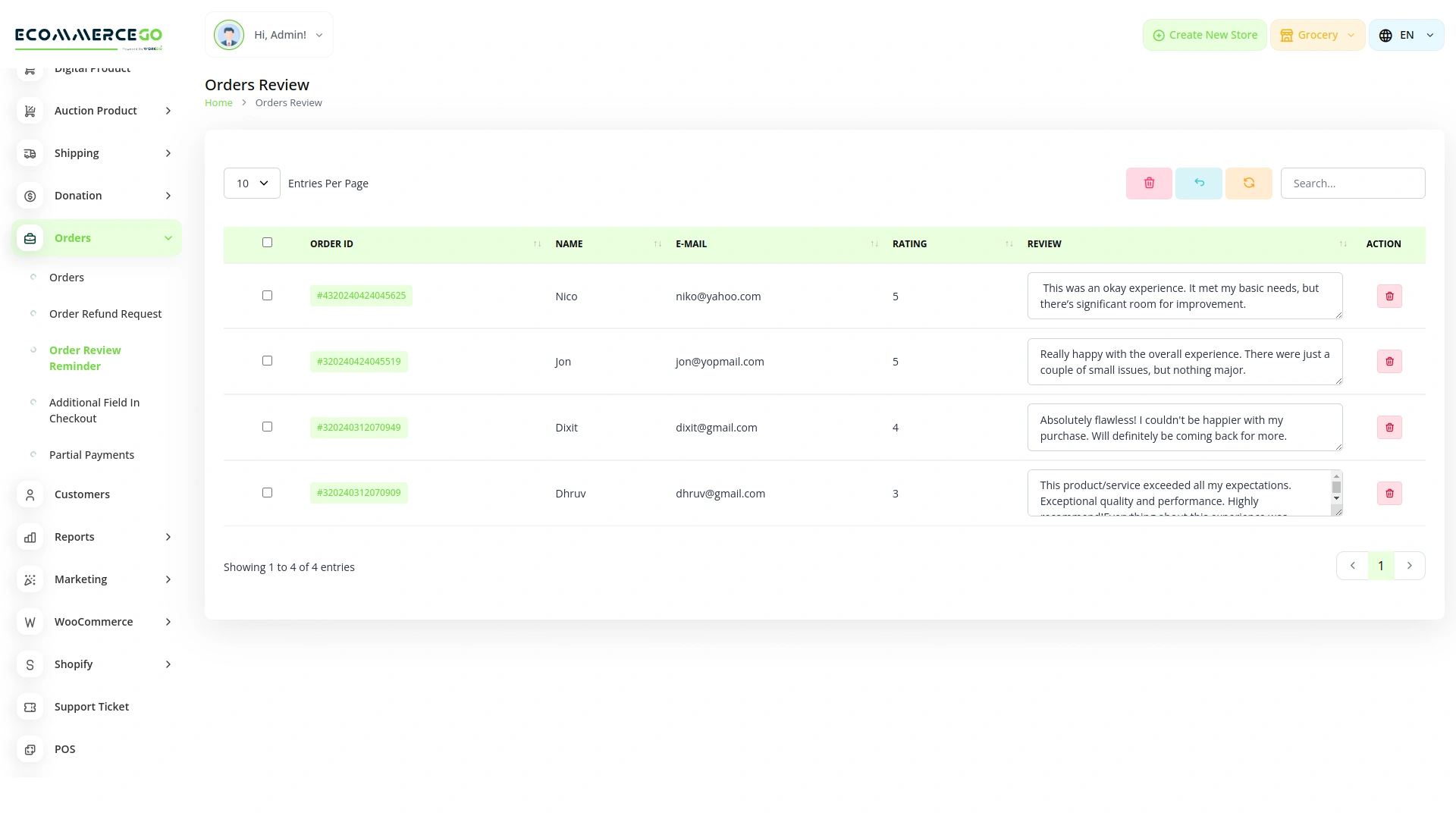 Review Reminder – eCommerceGo Add-On