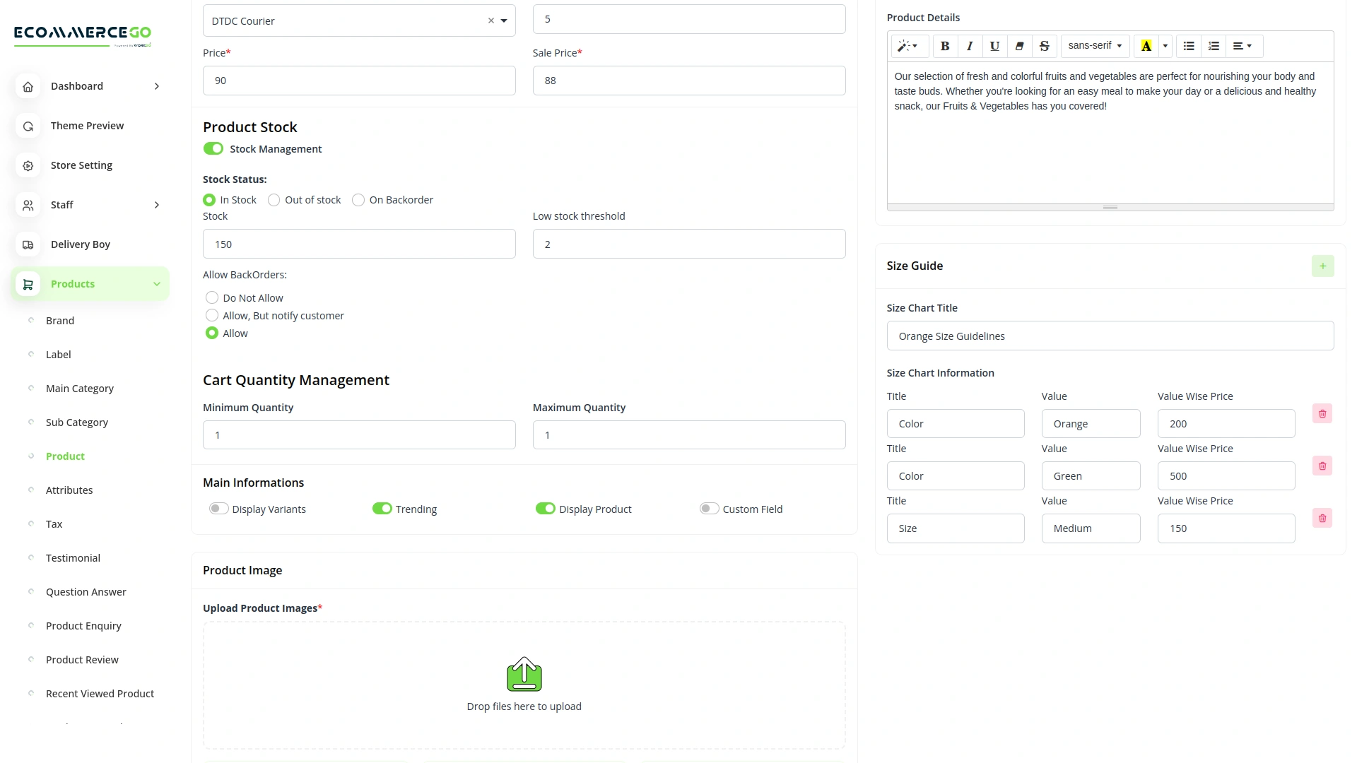 Size Guideline – eCommerceGo Add-On