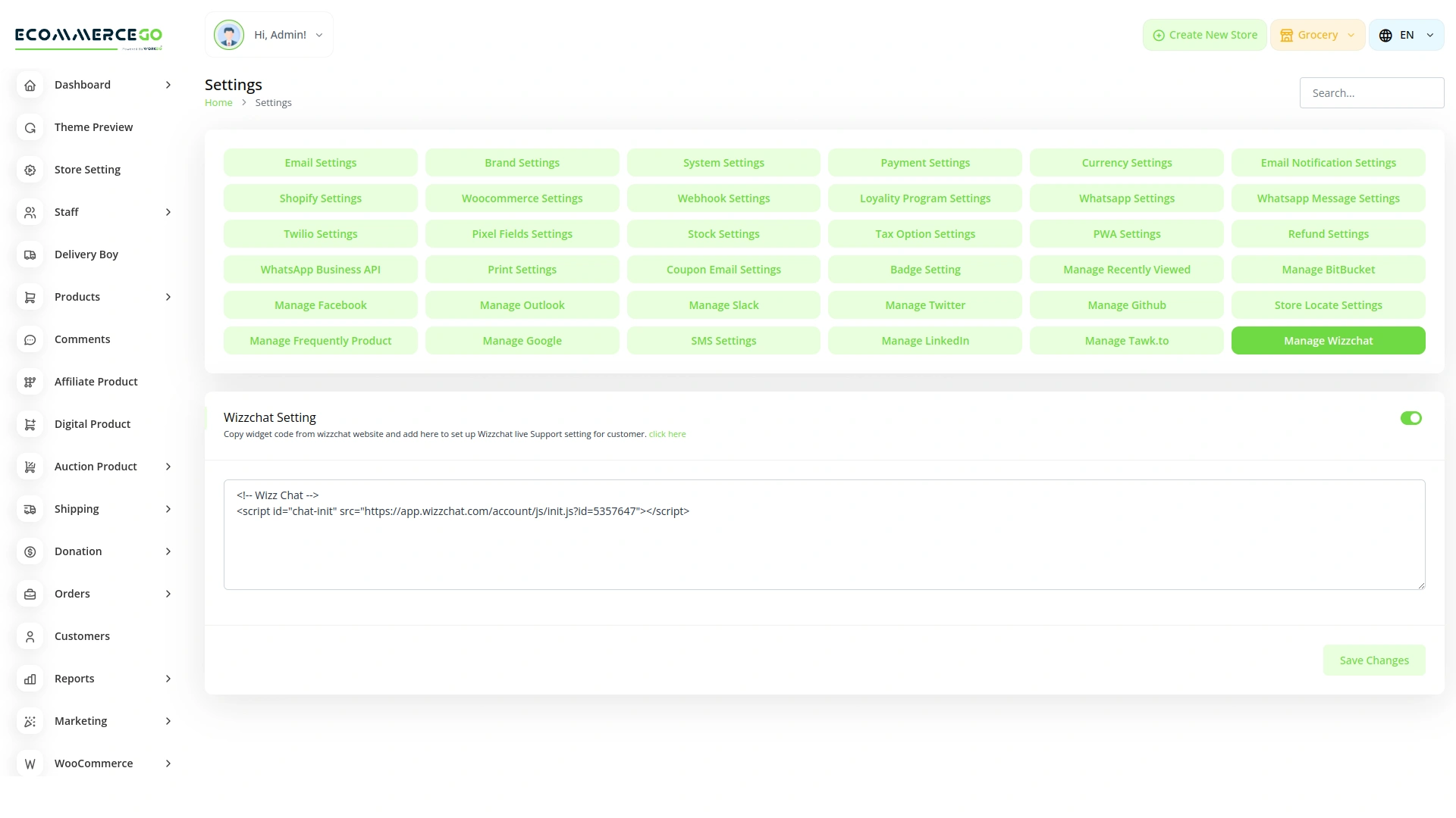 Wizzchat – eCommerceGo Add-On