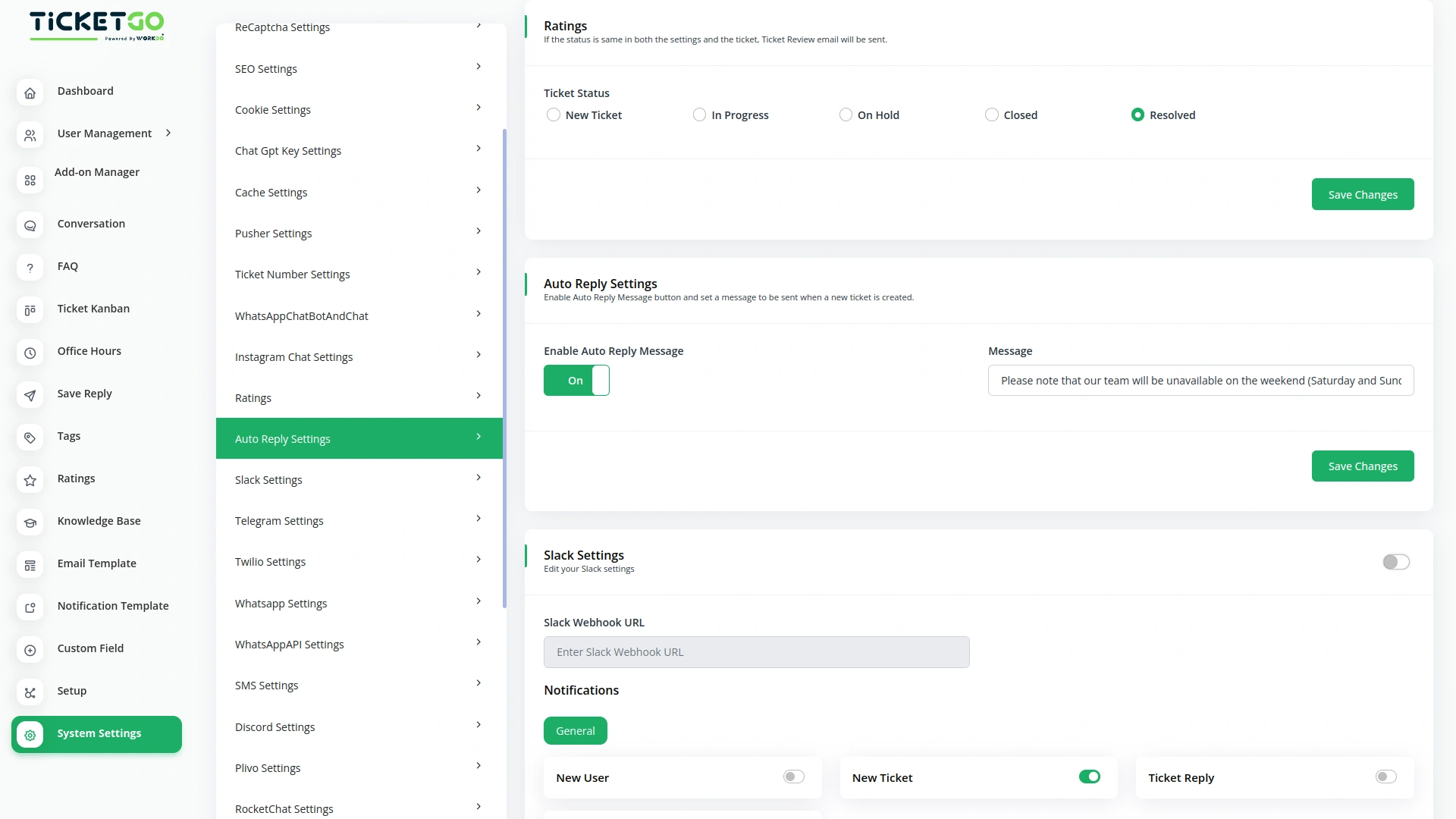 Auto Reply – TicketGo Add-On