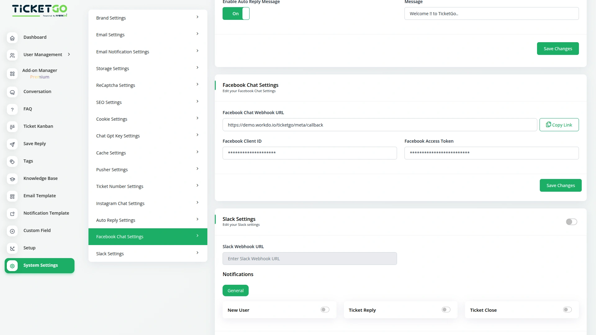 Facebook Chat – TicketGo Add-On