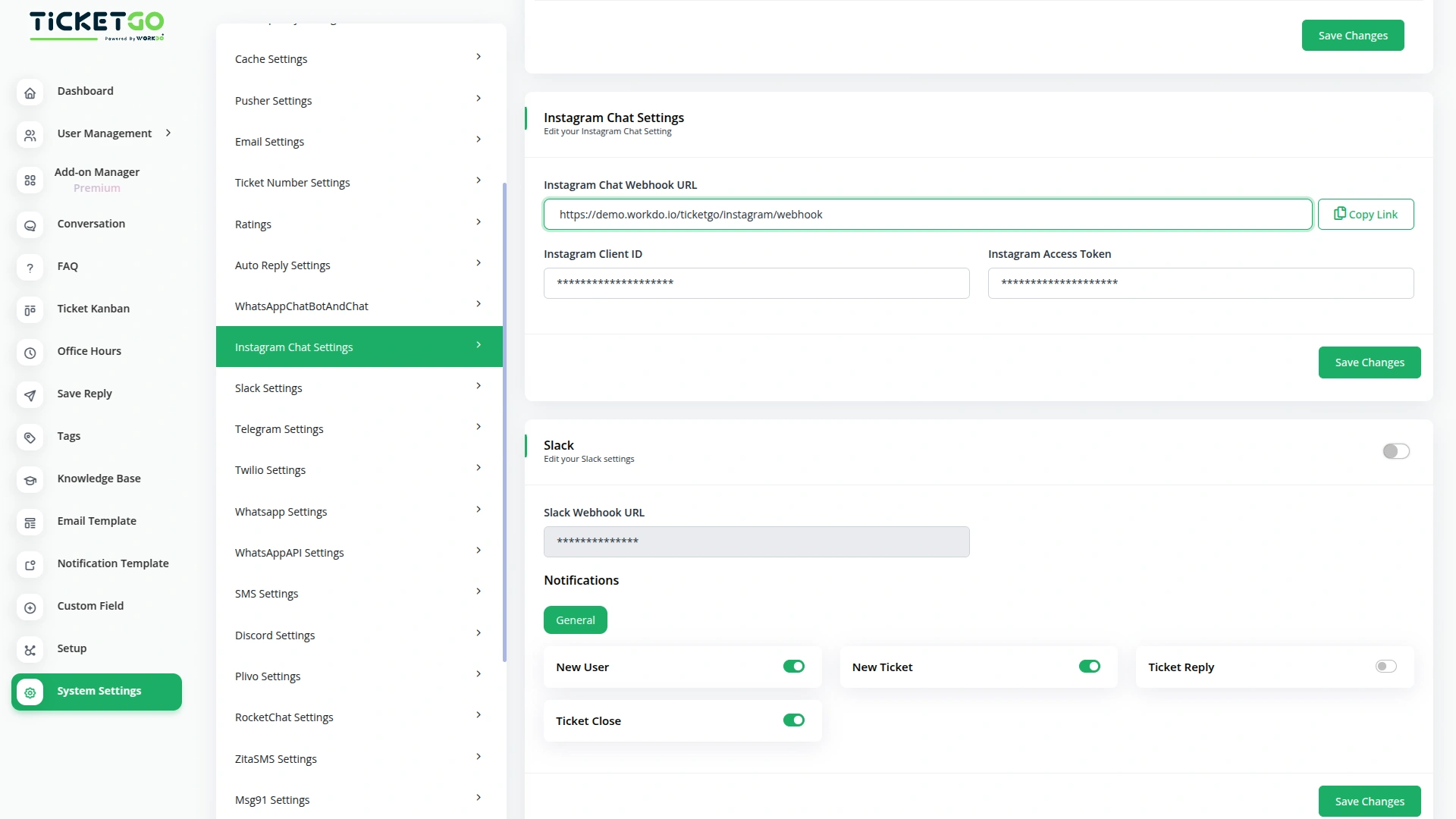 Instagram Chat – TicketGo Add-On