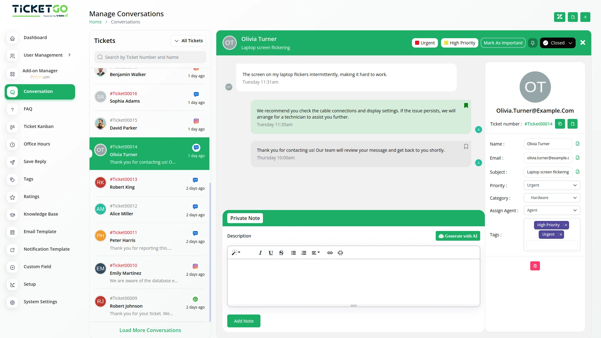 Send & Close – TicketGo Add-On
