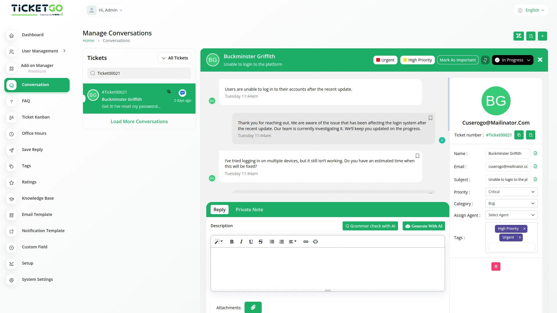 Ticket Number – TicketGo Add-On