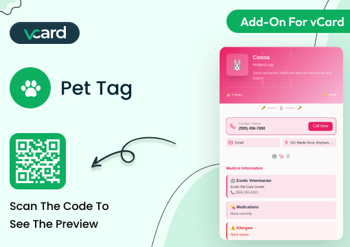 Pet Tag - vCard SaaS Add-On