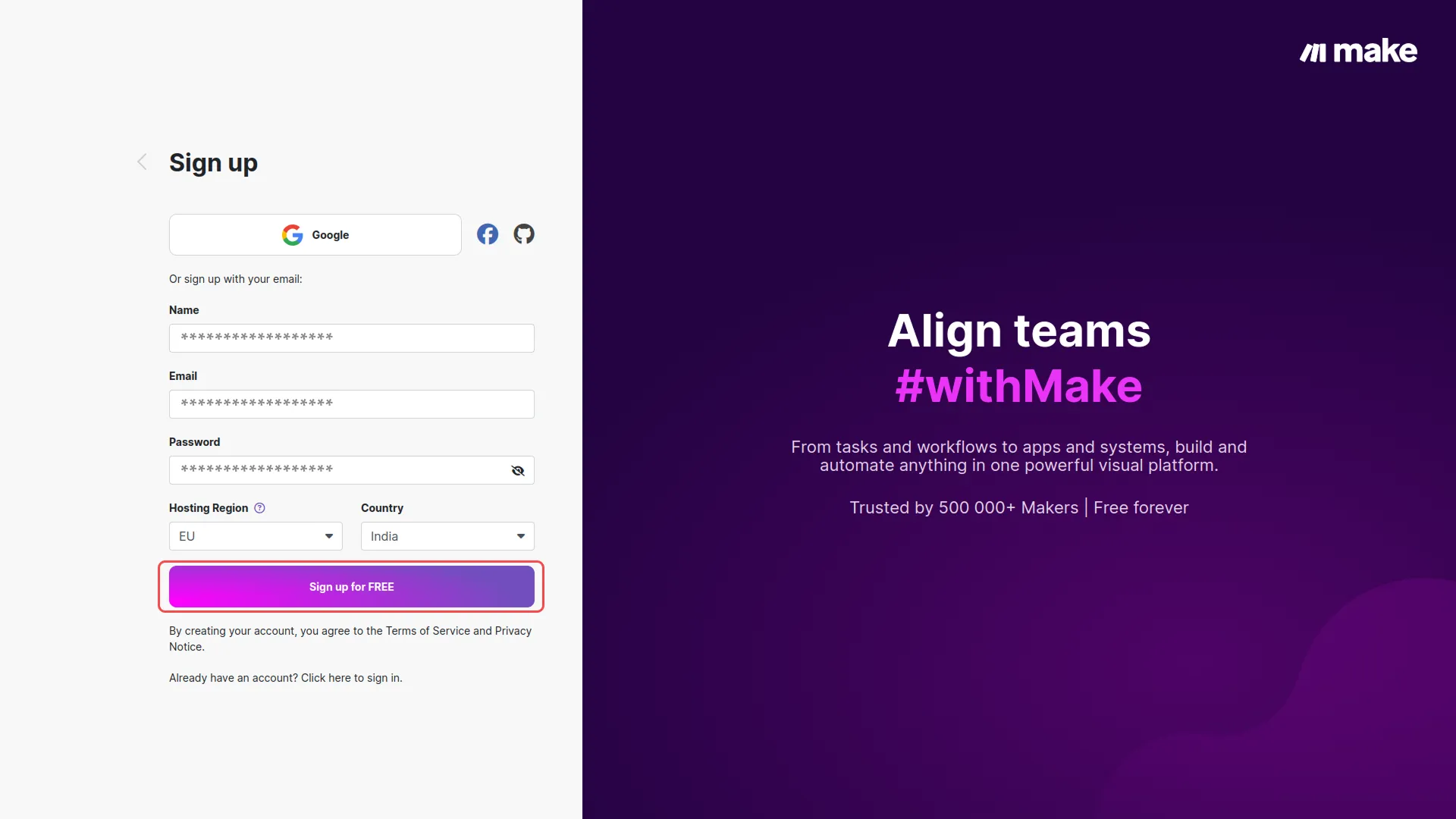 how to generate credentials in make