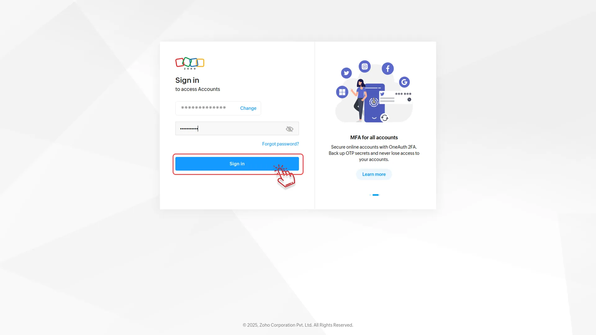how to generate credentials in zoho
