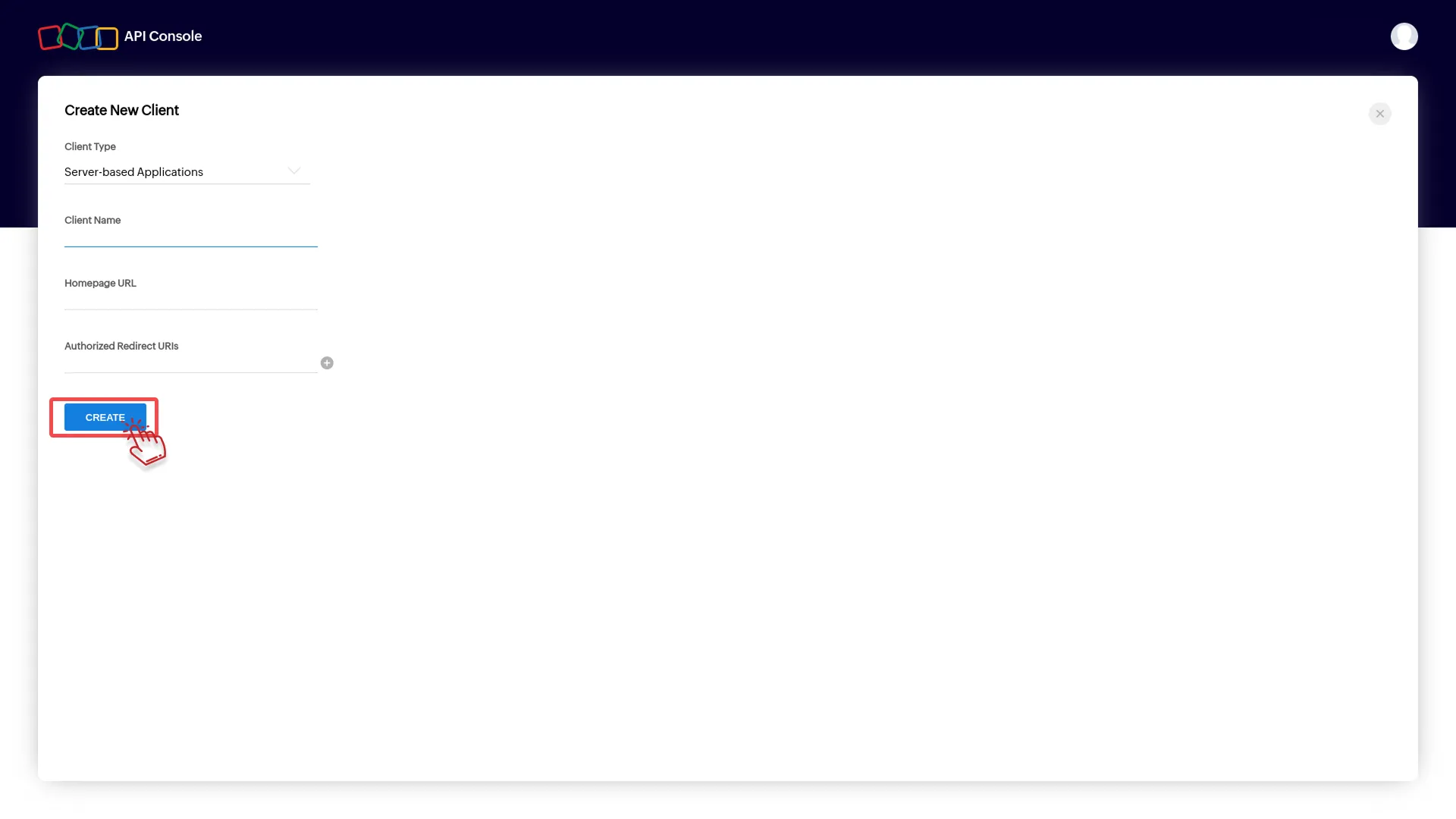 how to generate credentials in zoho