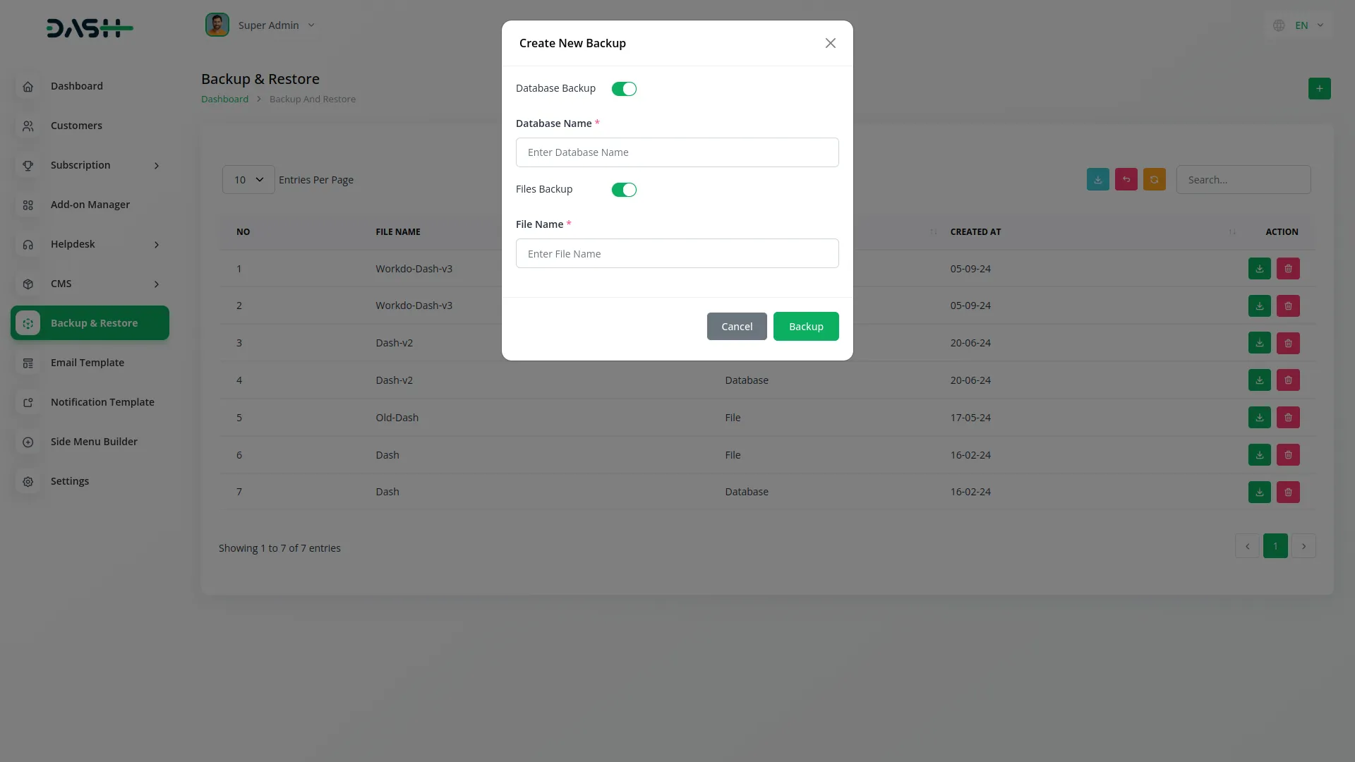 backup & restore integration