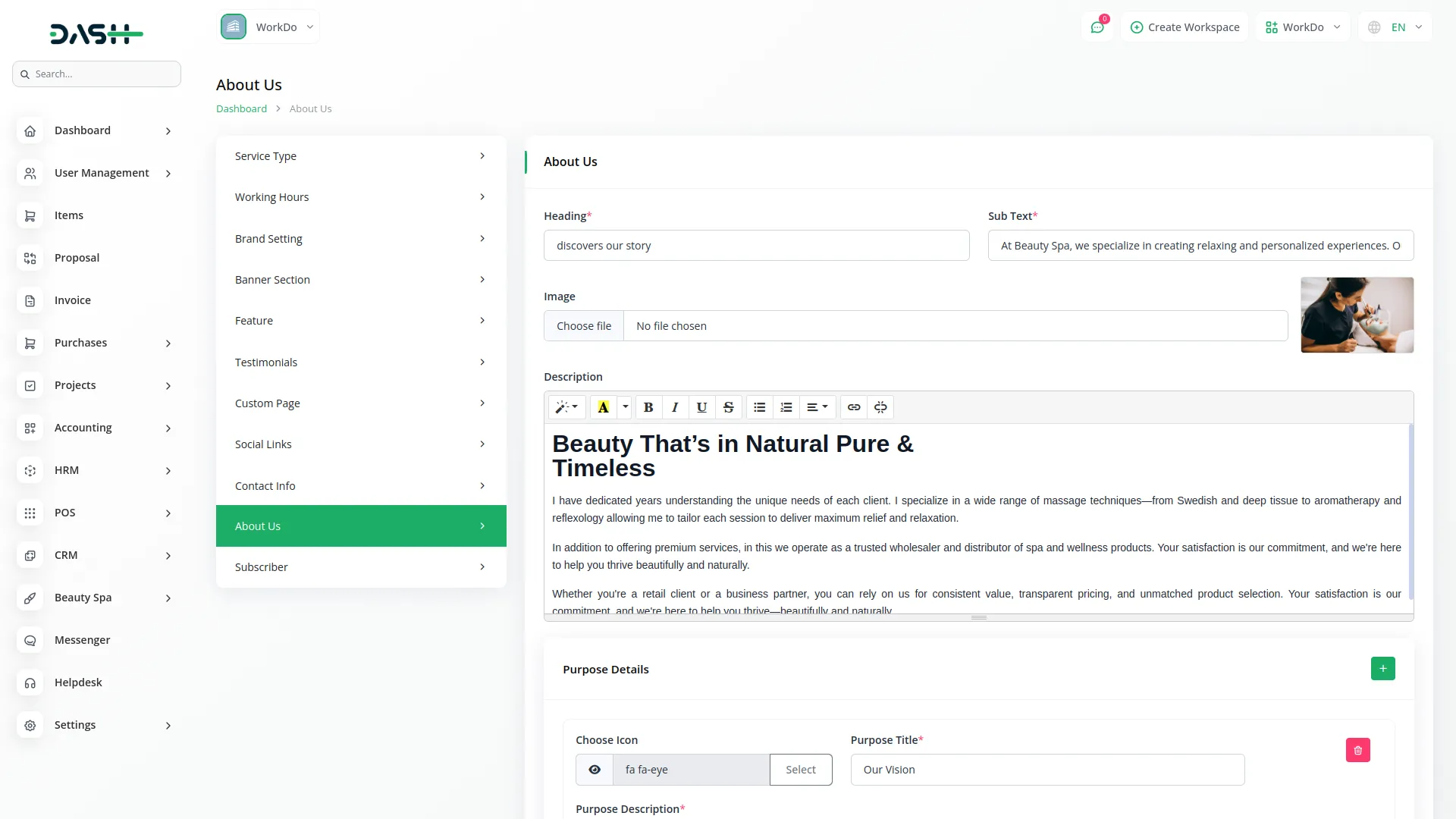 beauty spa management