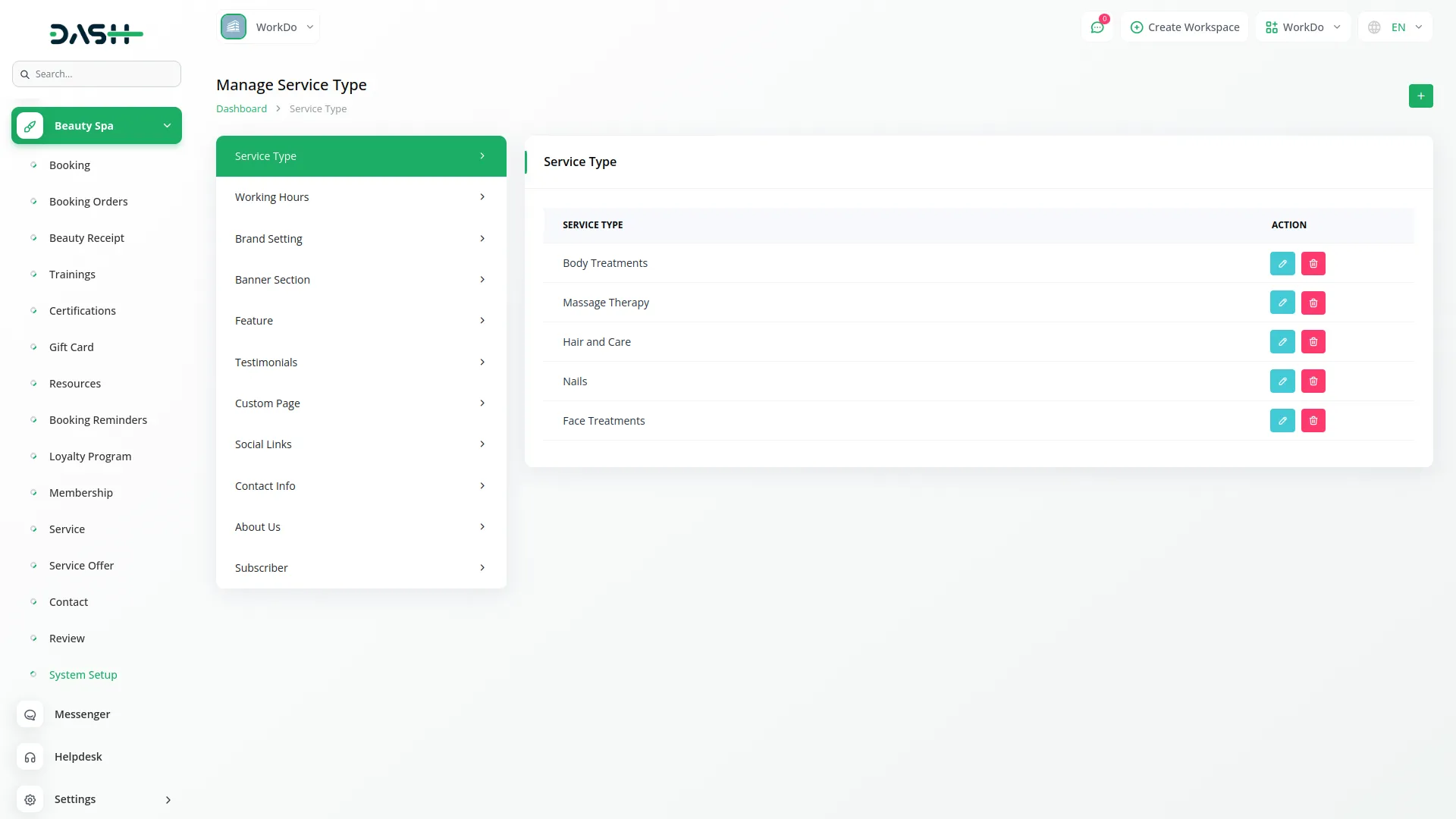 beauty spa management