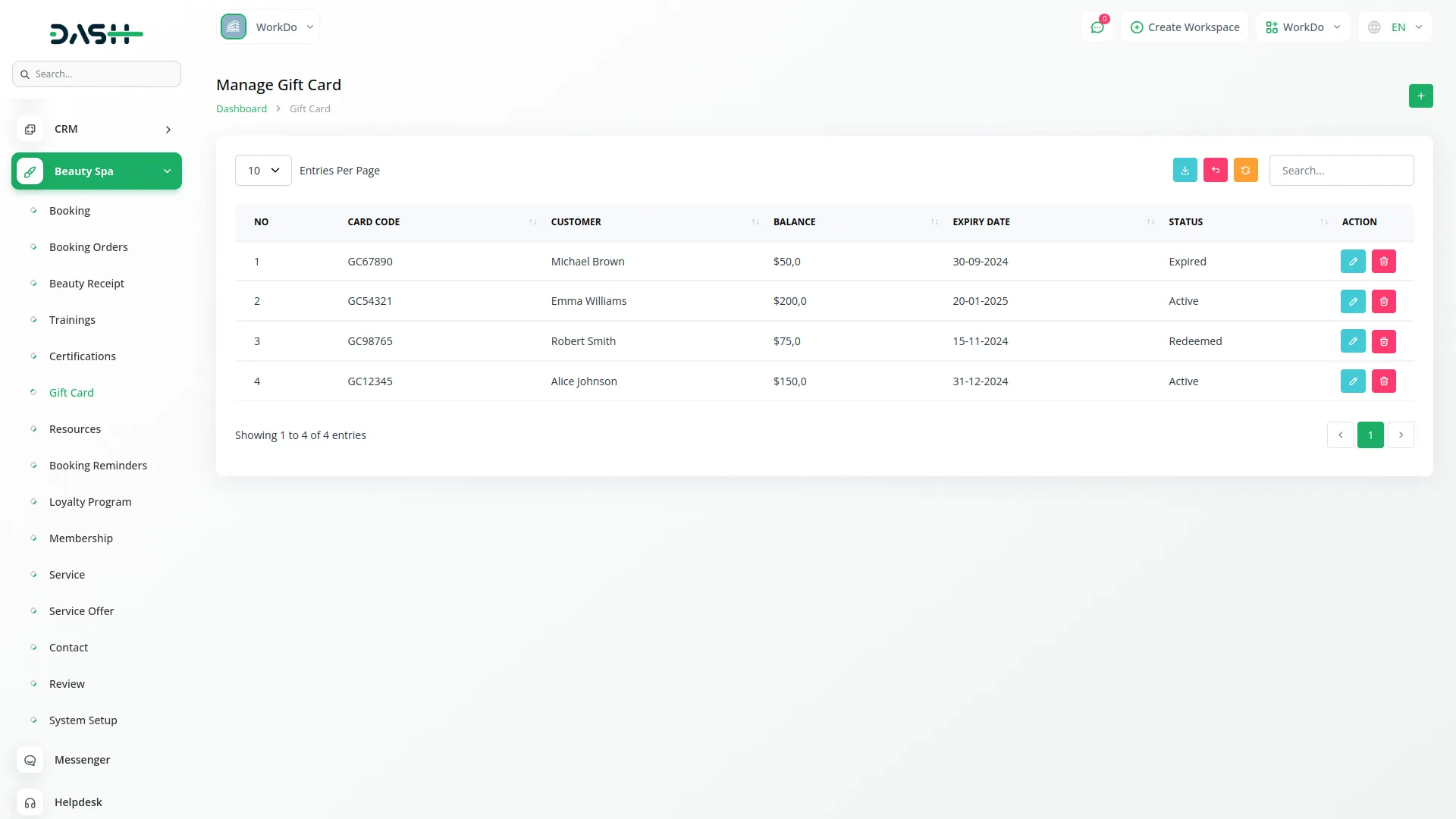 beauty spa management