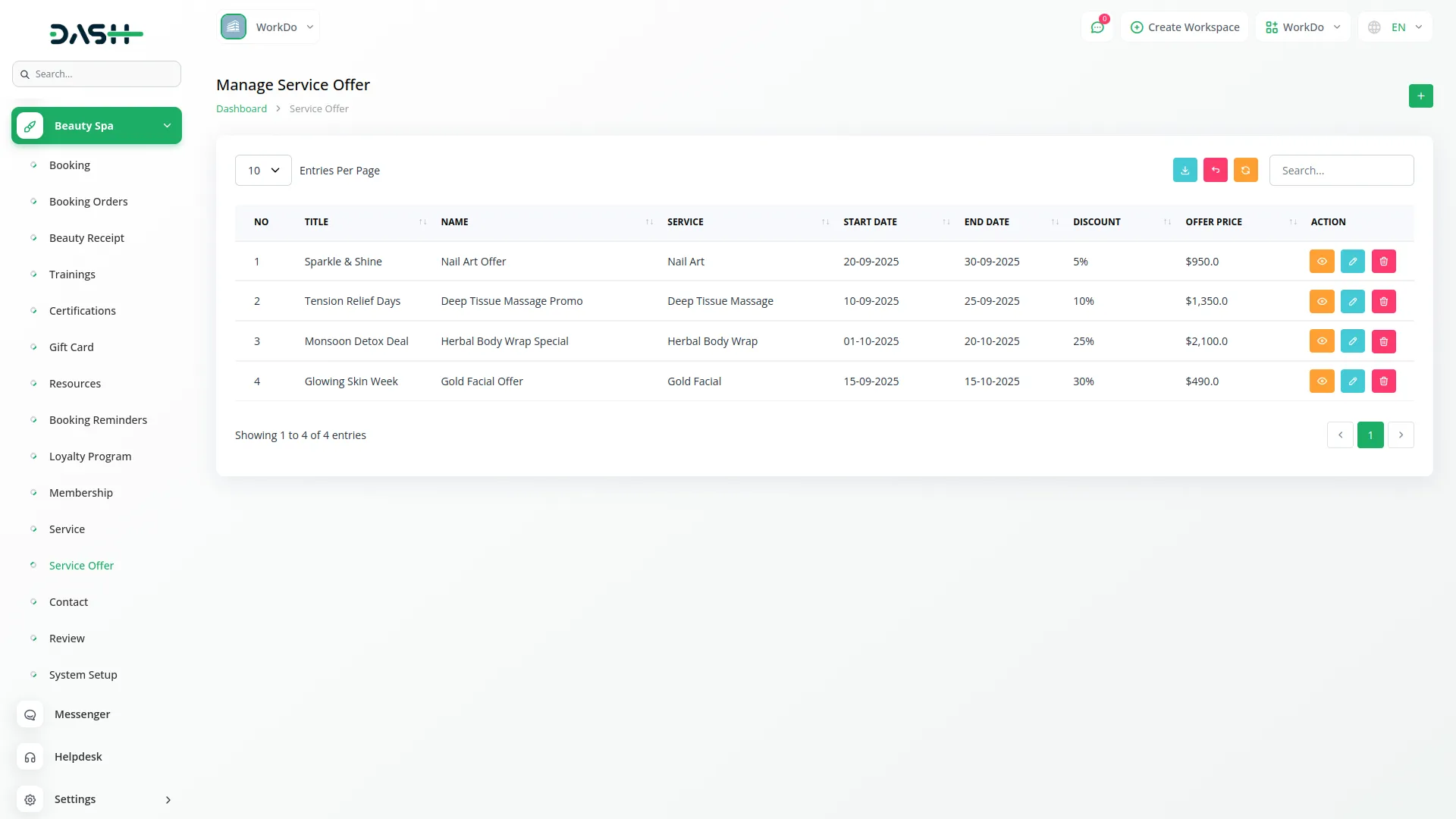 beauty spa management