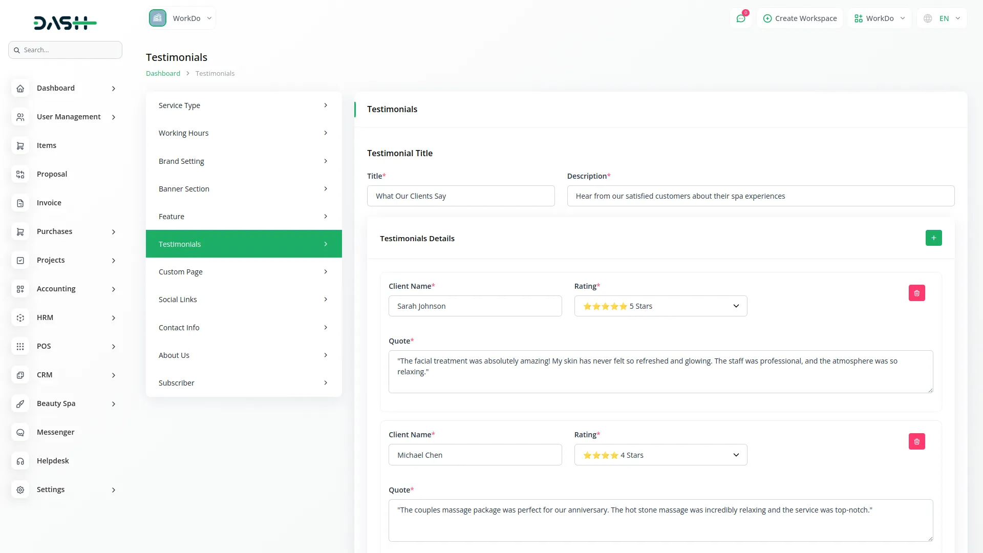 beauty spa management