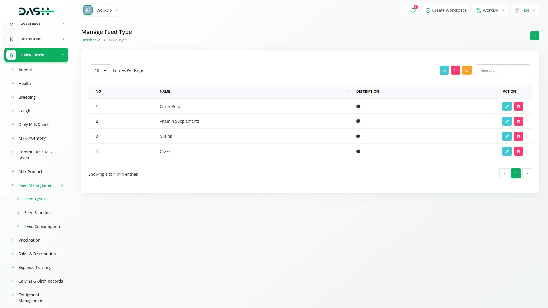 dairy and cattle management