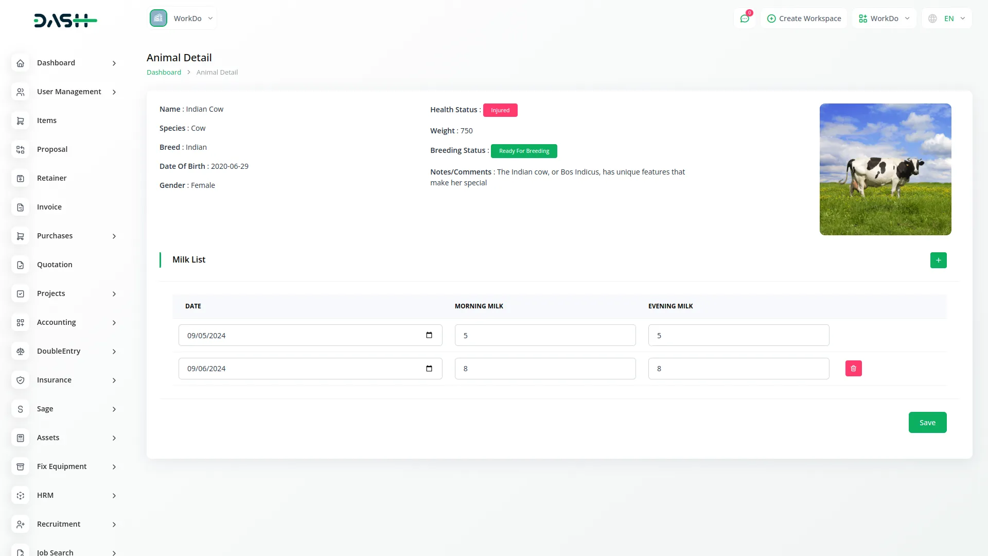 dairy and cattle management