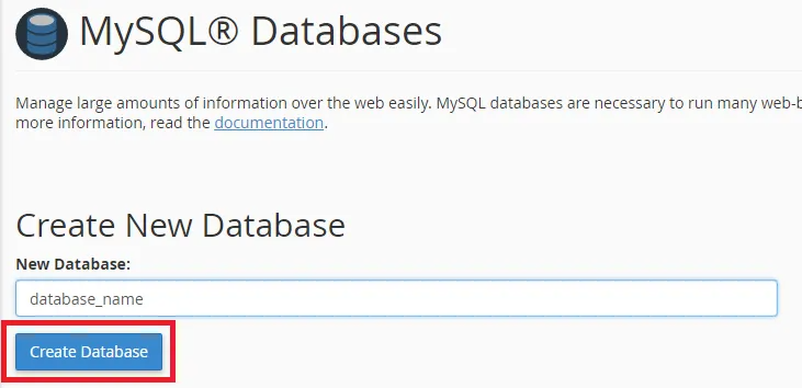 database setup