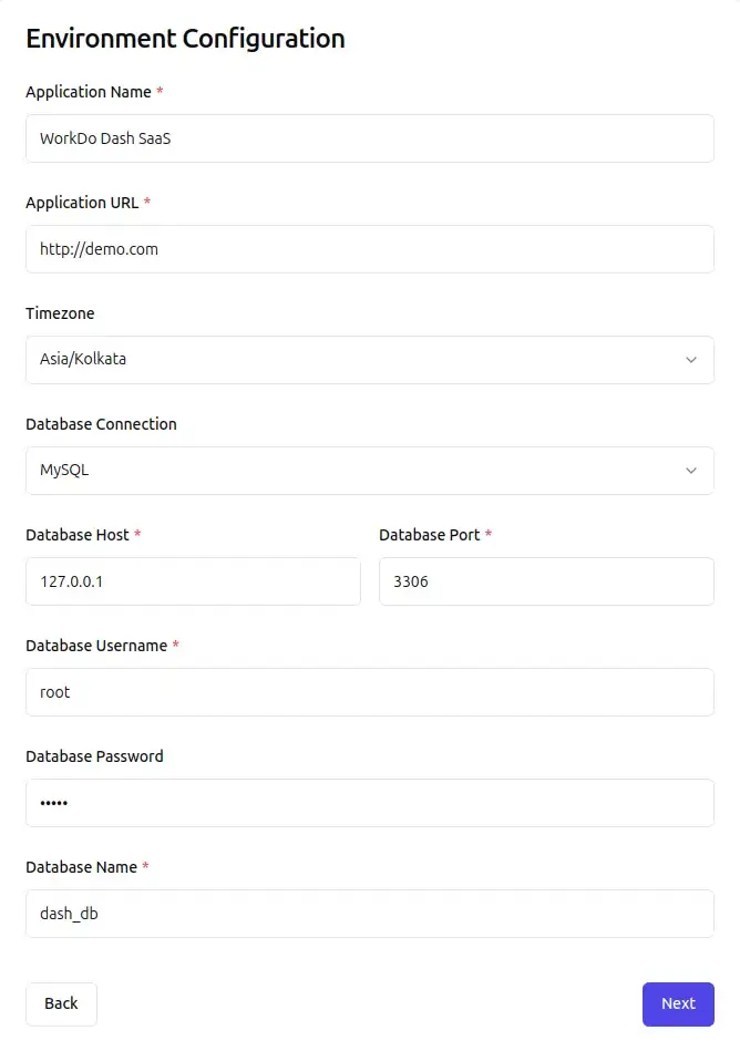 environment configuration