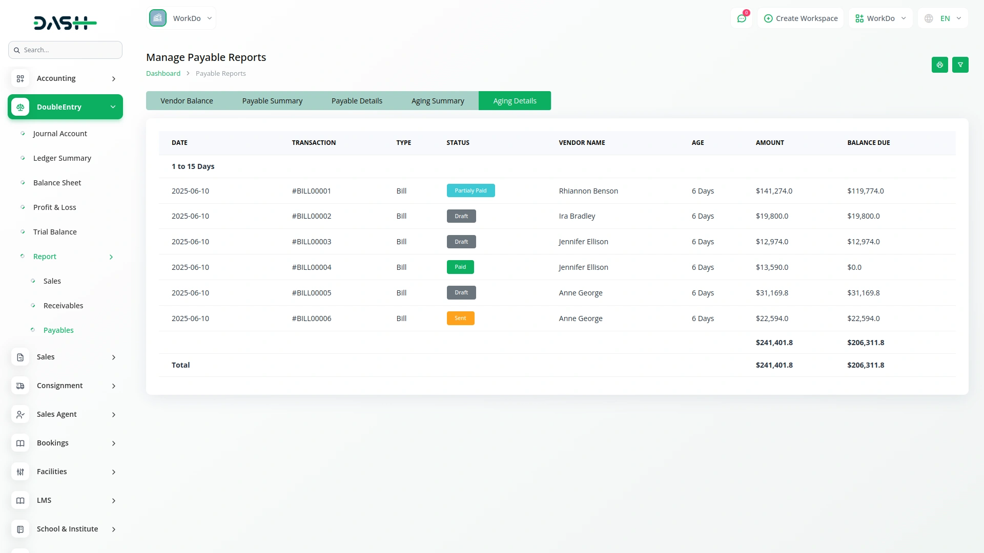 double entry dash saas
