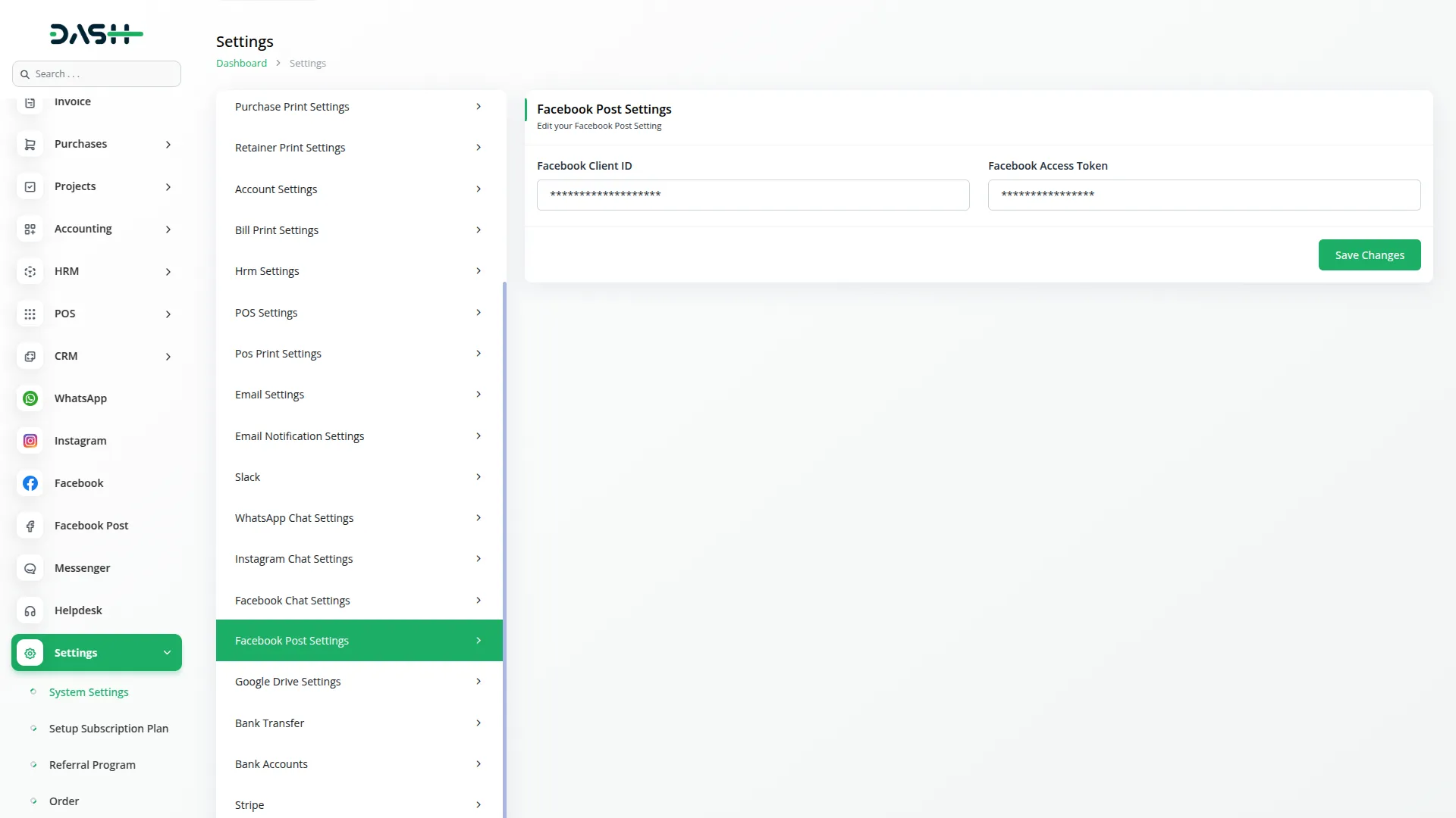 facebook post integration