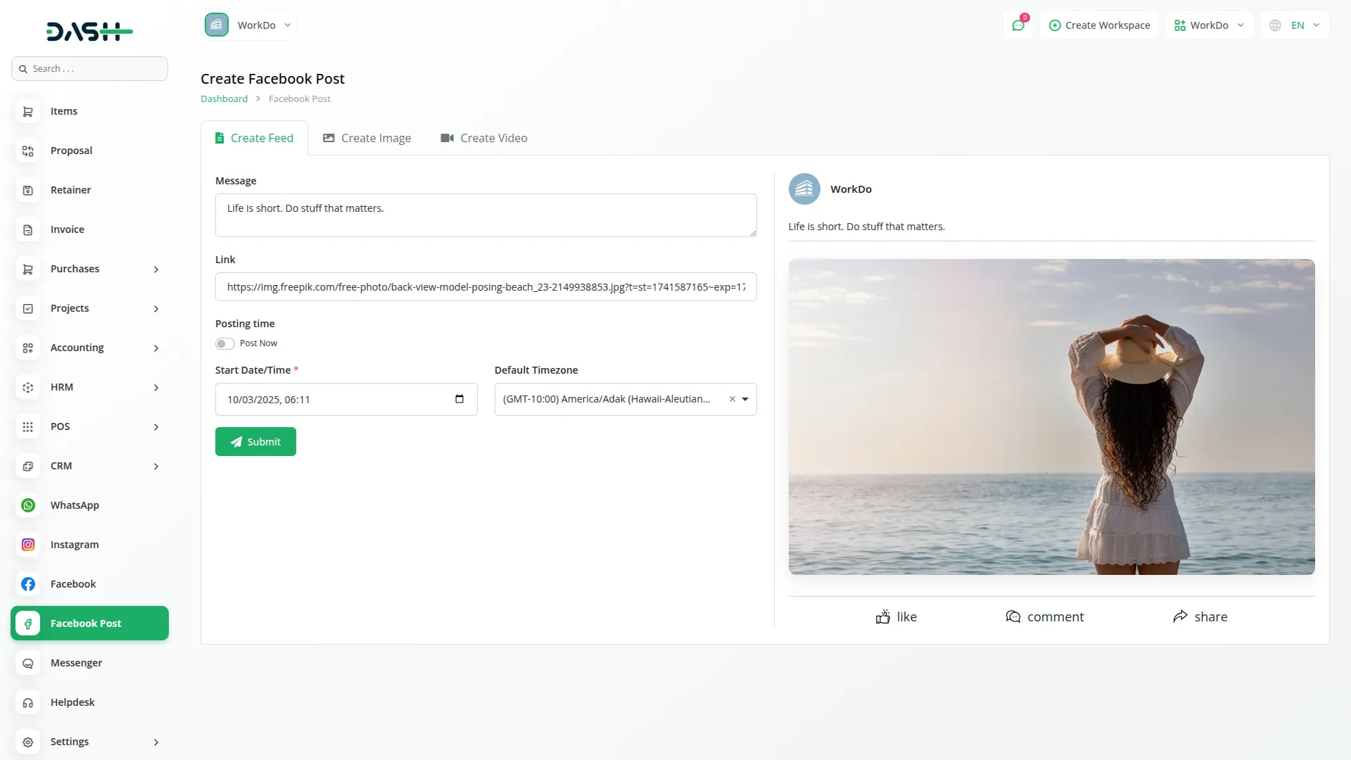 facebook post integration