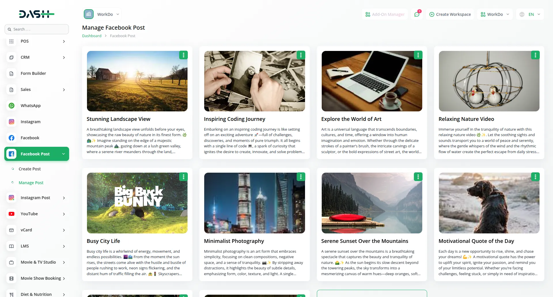 facebook post integration