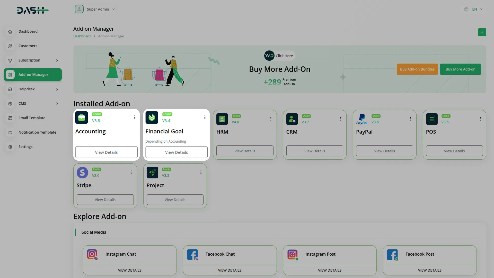 support ticket dash saas