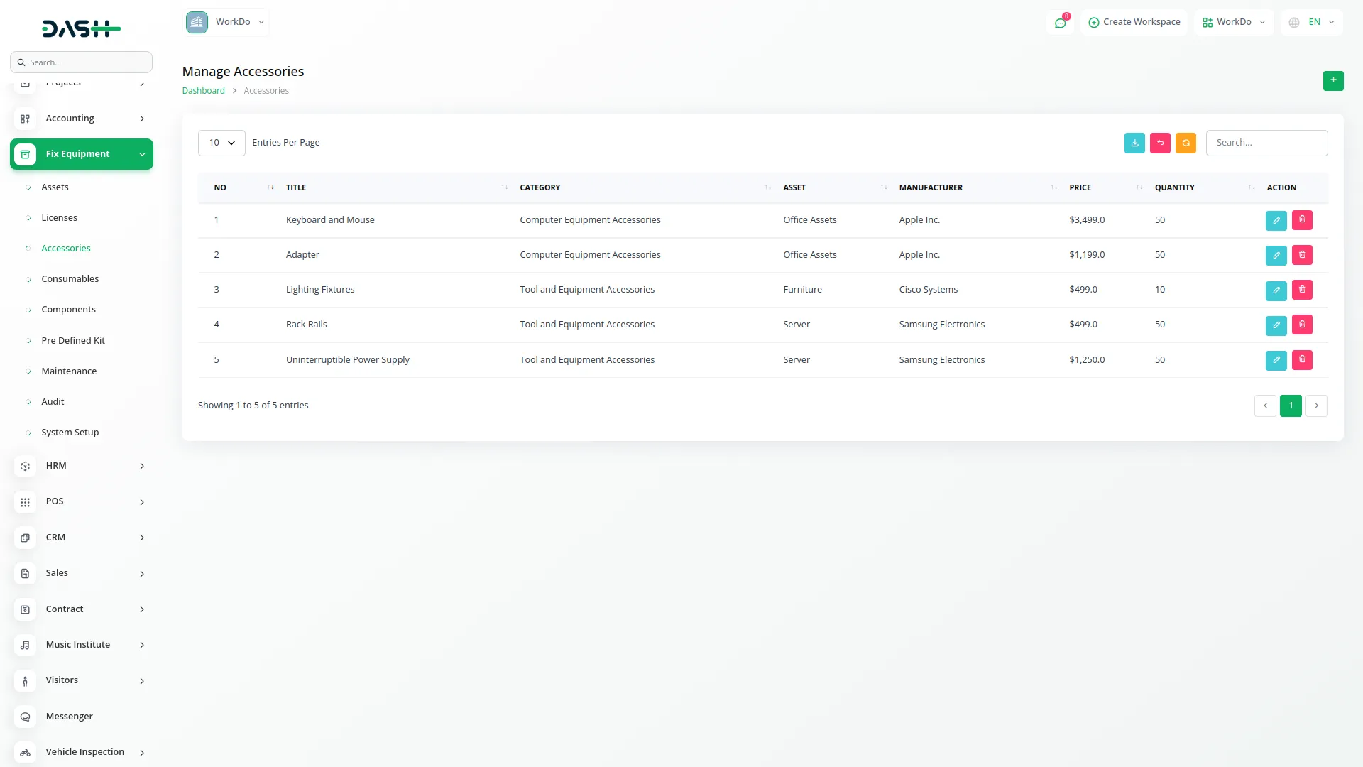 fix equipment integration