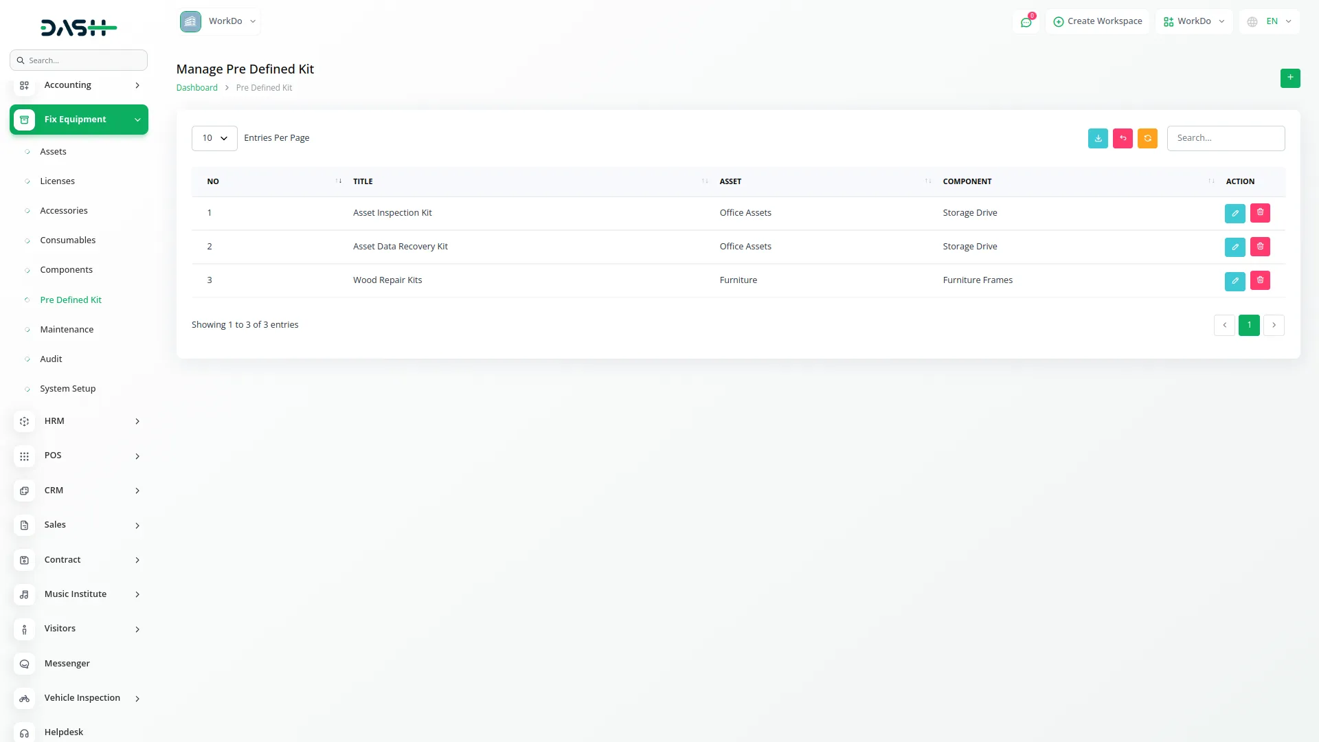 fix equipment integration