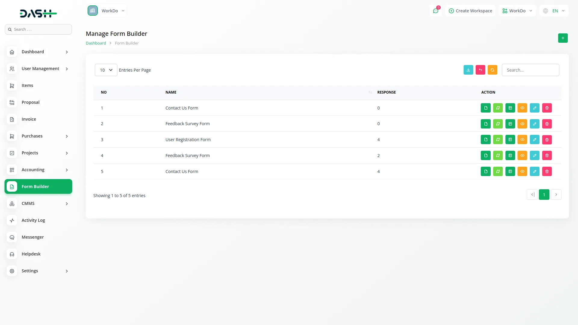 form builder dash saas
