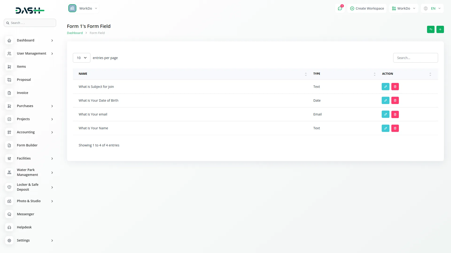 form builder dash saas
