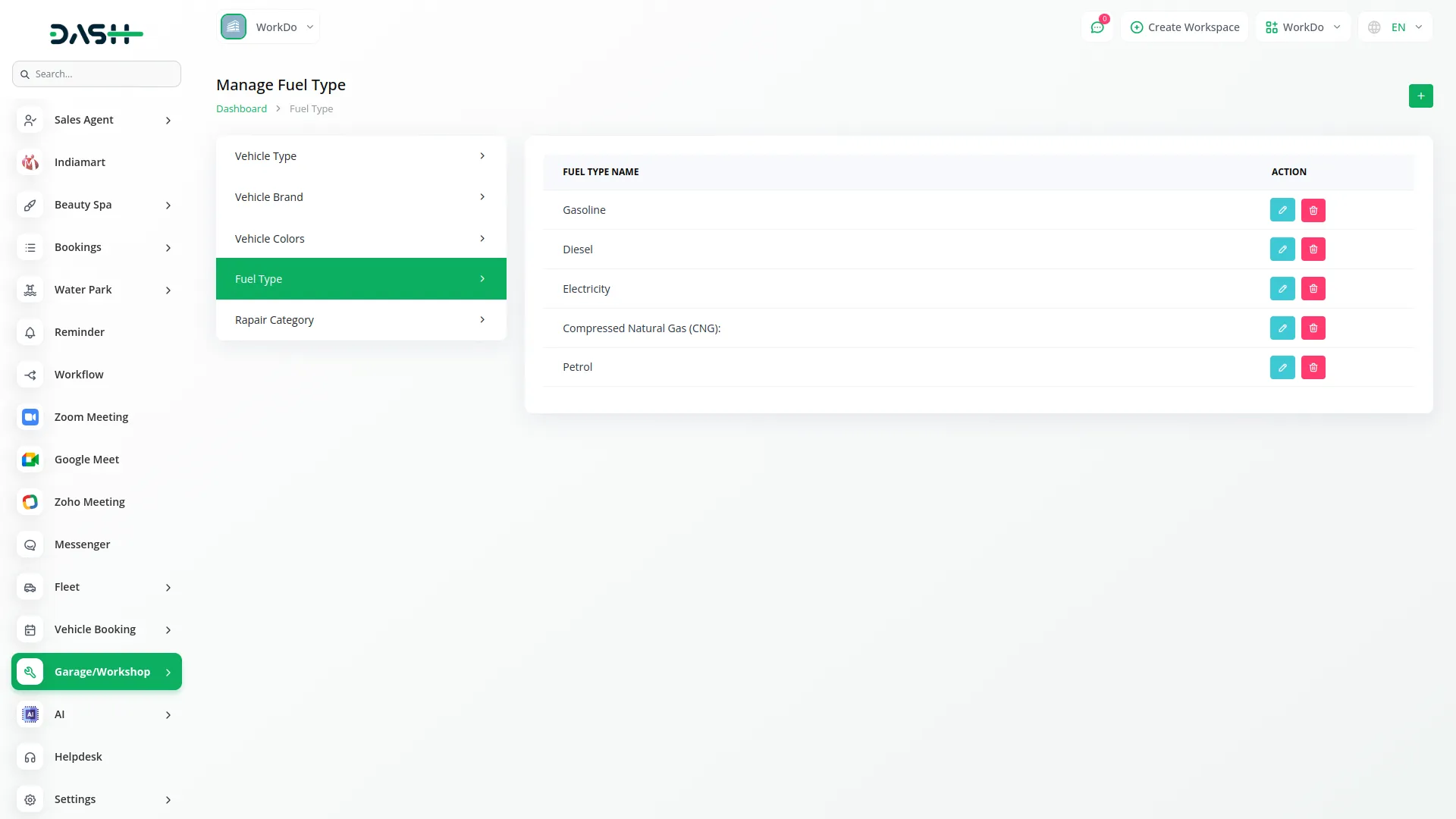 garage workshop management