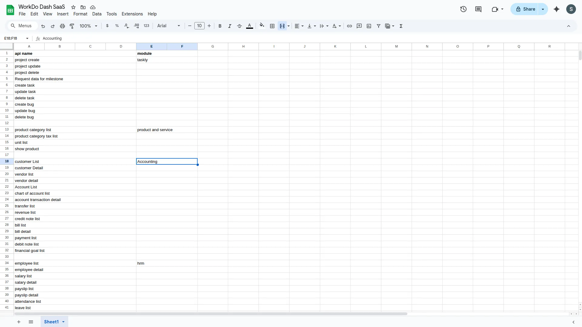 google sheet