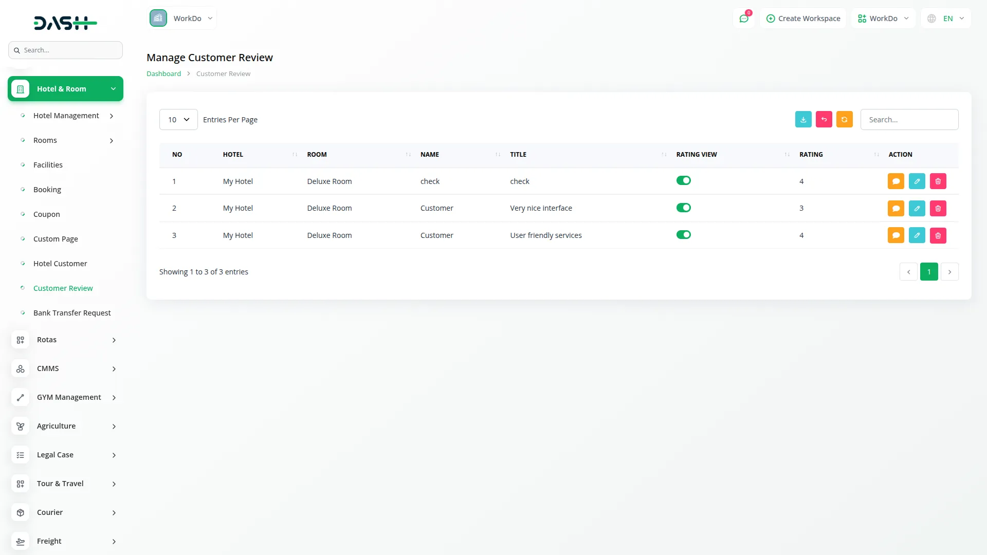 hotel & room management