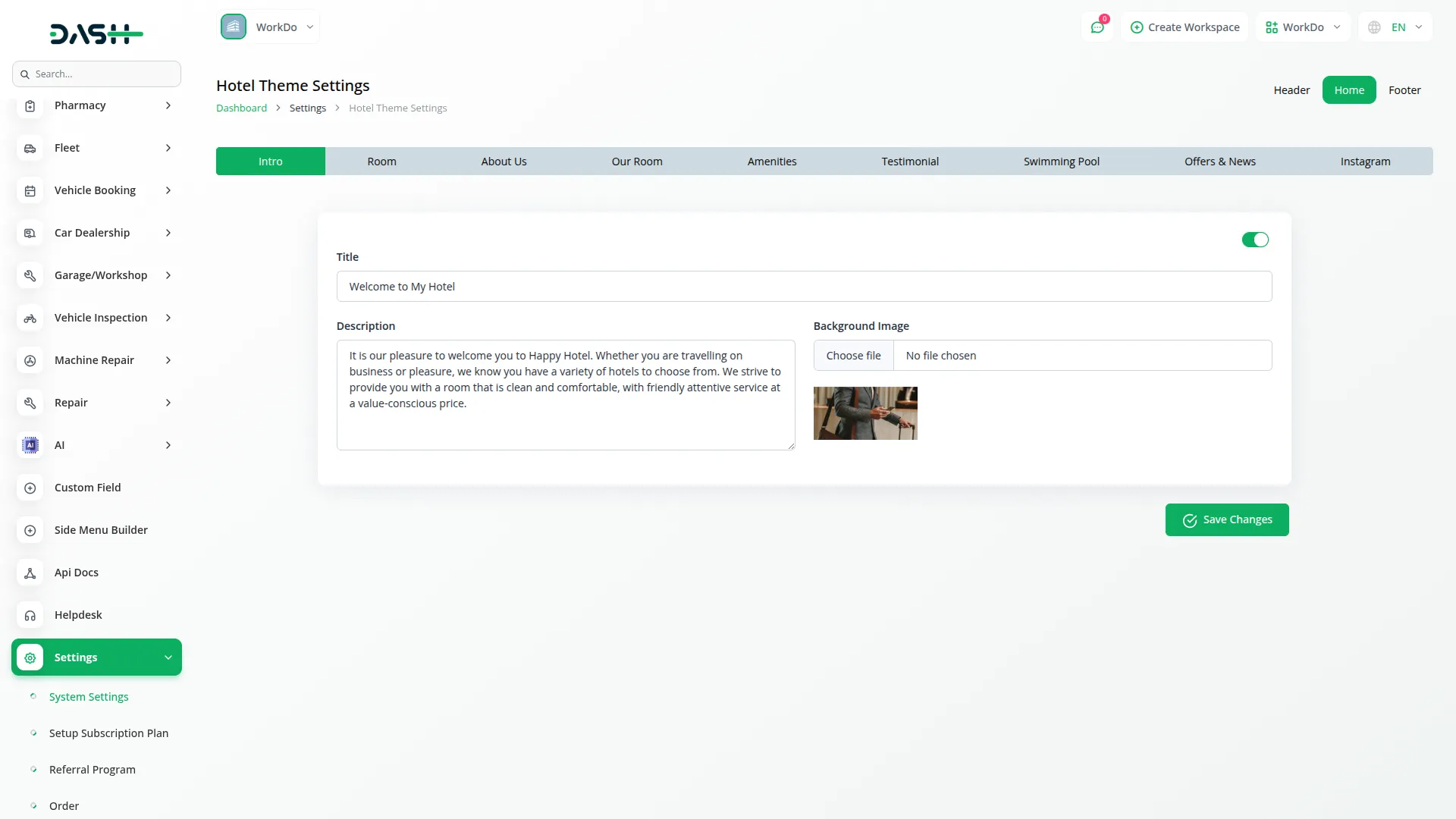 hotel & room management