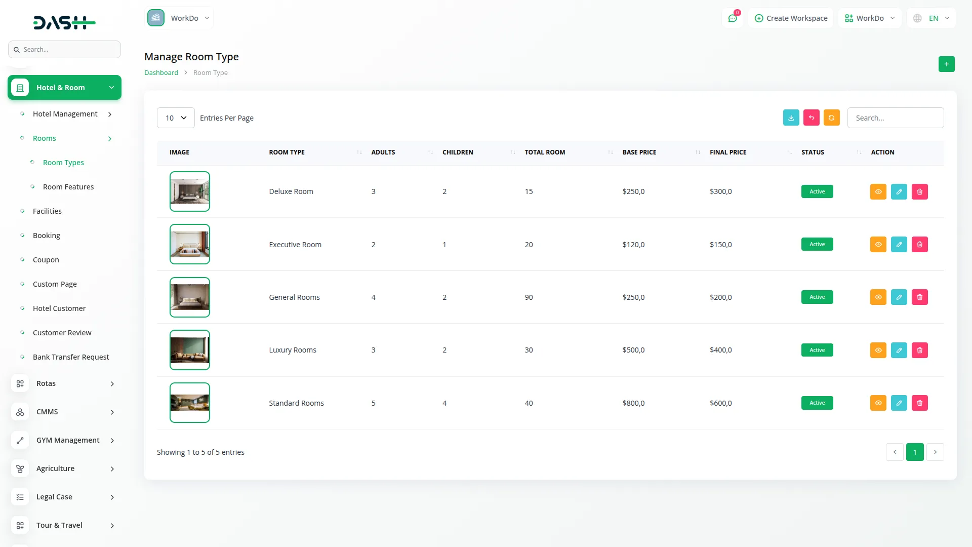 hotel & room management