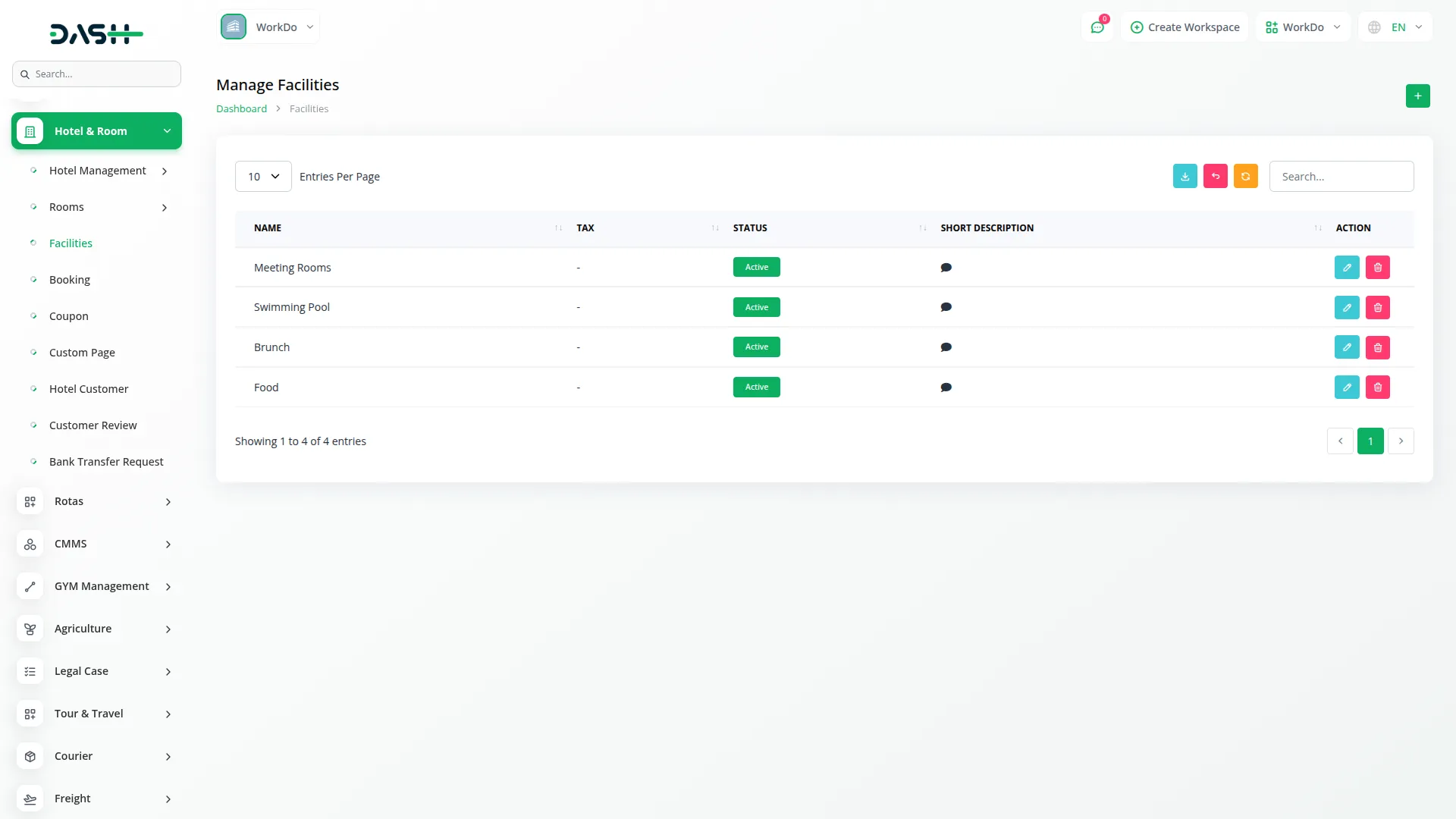 hotel & room management