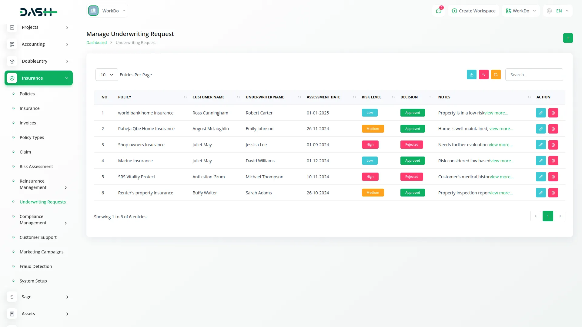 insurance management integration