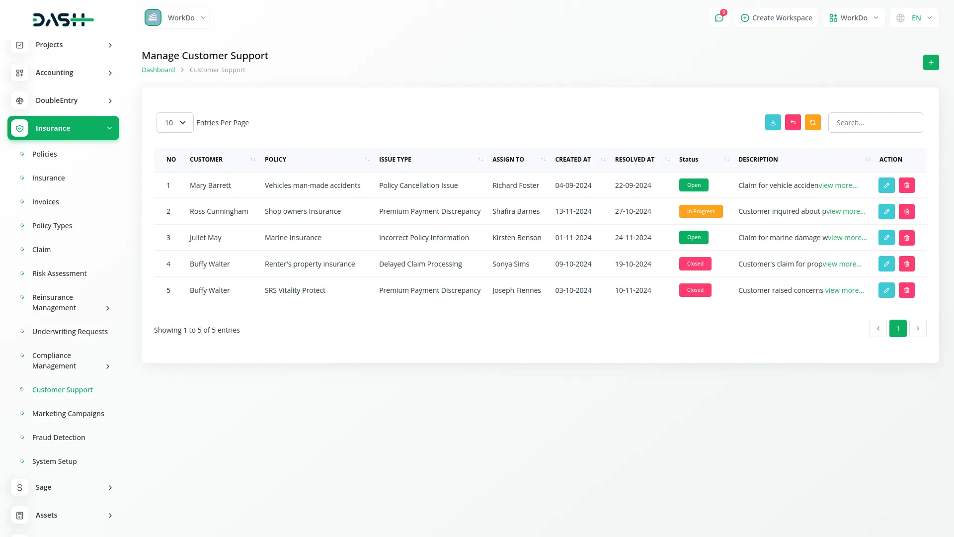 insurance management integration