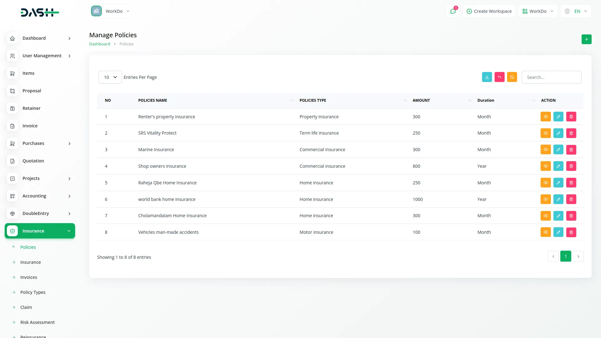 insurance management integration