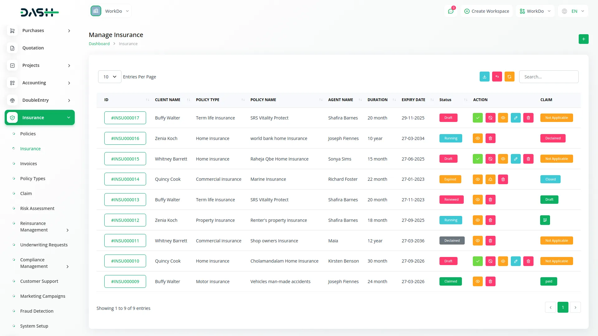 insurance management integration