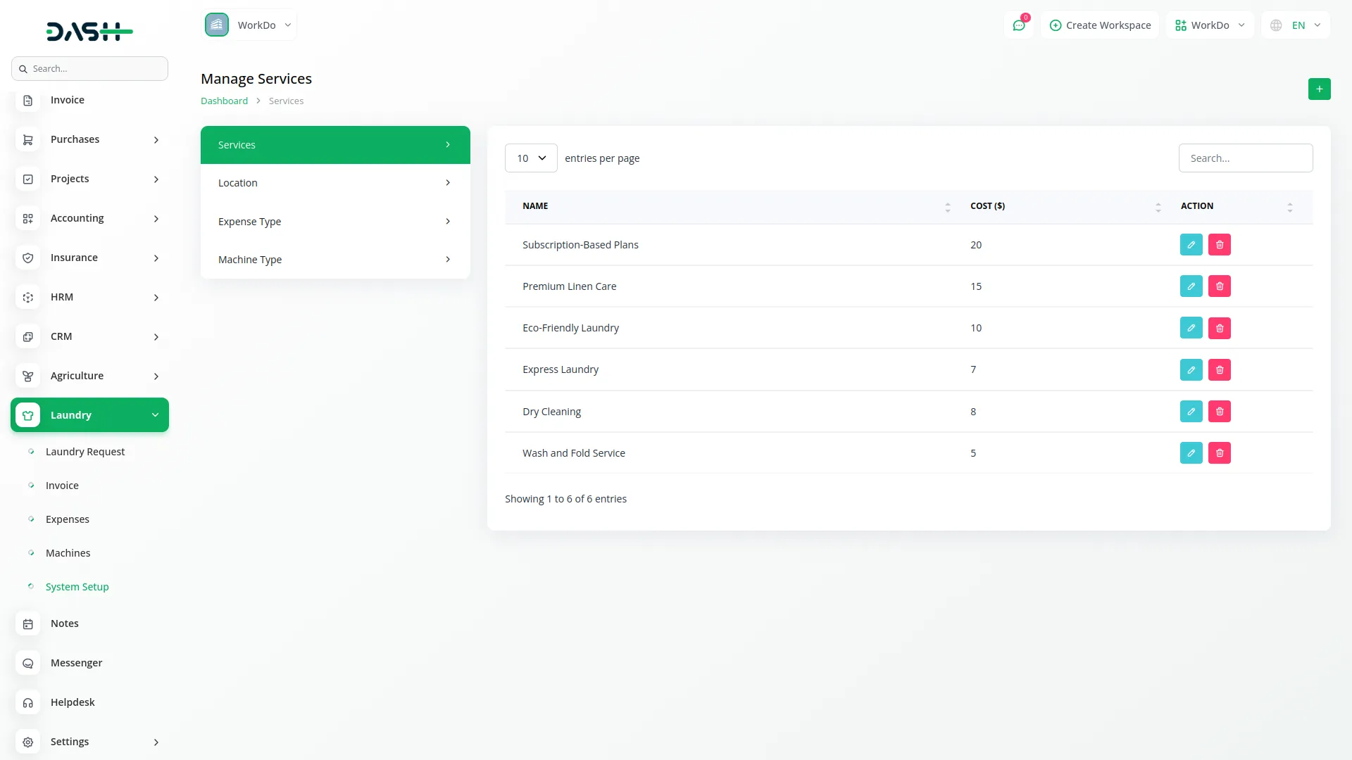 laundry management integration