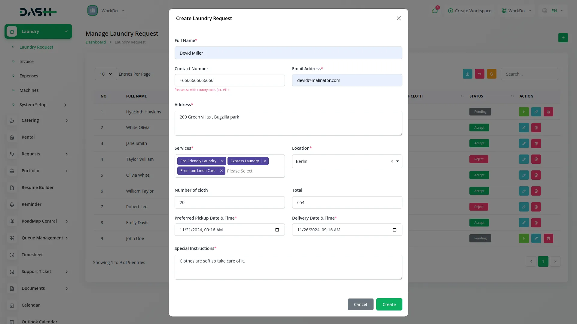 laundry management integration
