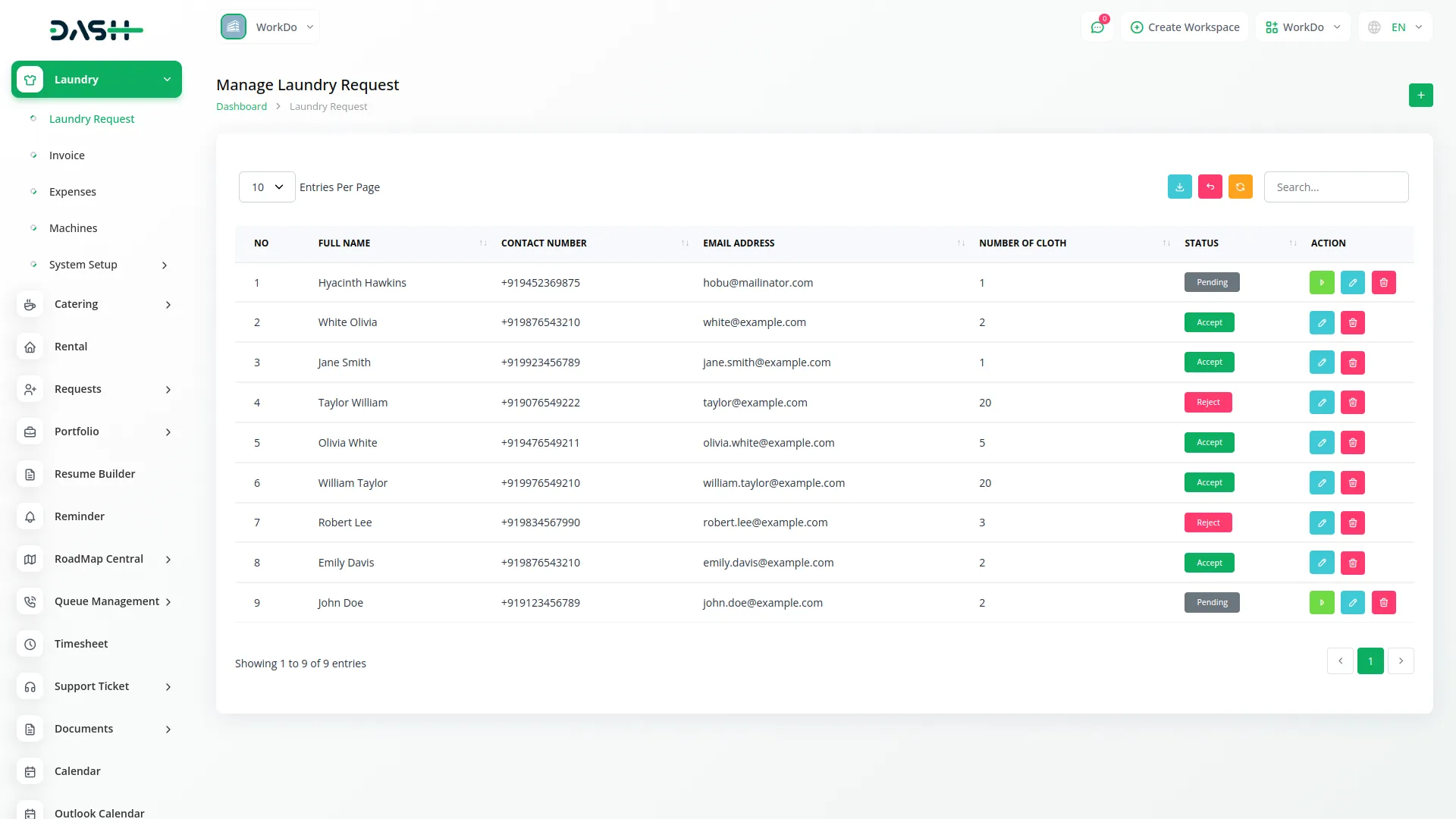 laundry management integration