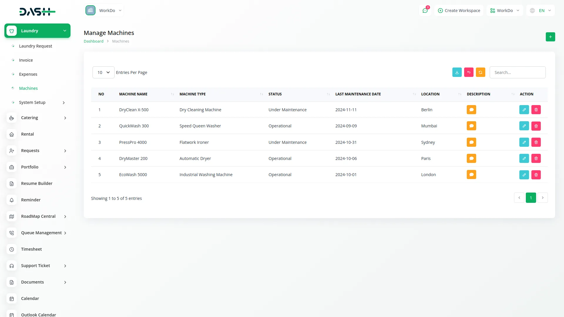 laundry management integration